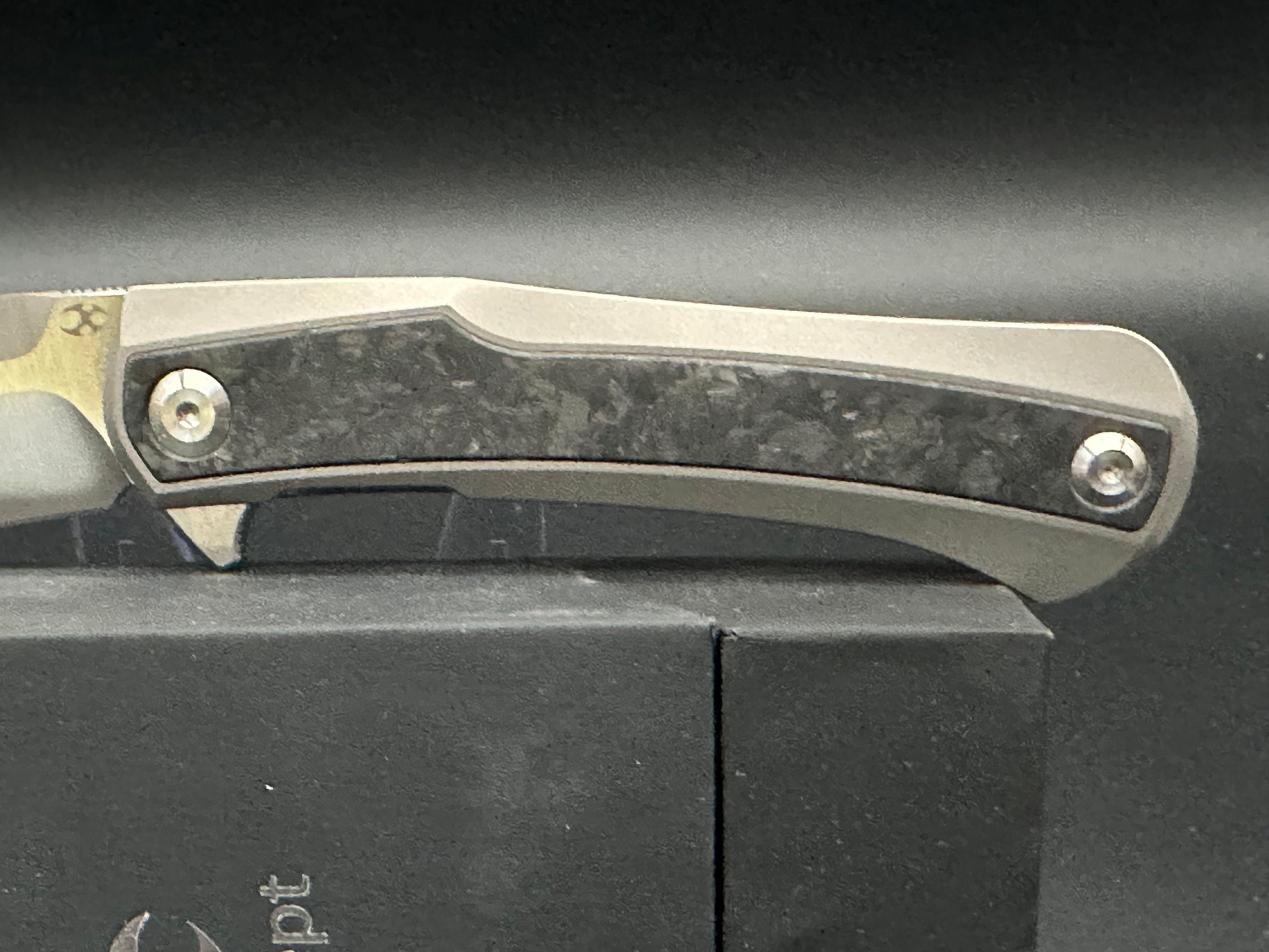 Kansept Ostap Hel Kratos Folding Knife - Silver Titanium Handle & Carbon Fiber Blade - EDC, Outdoor, Camping, Survival Gear
