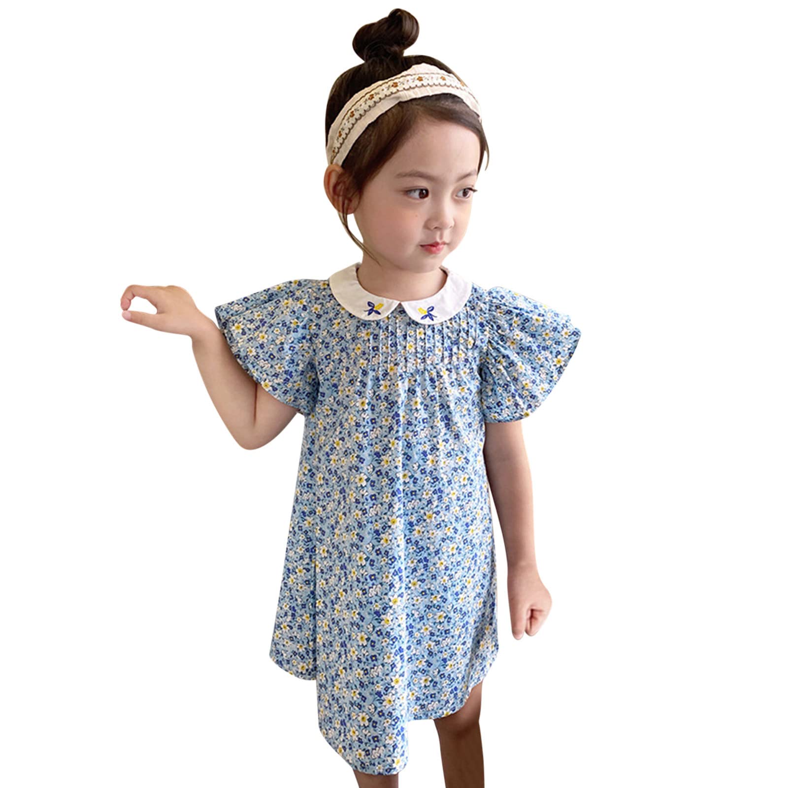 Toddler Girls Floral Princess Dress - Summer Short Sleeve Formal & Casual Baby Girl Outfit for Beach, Party & Special Occasions
