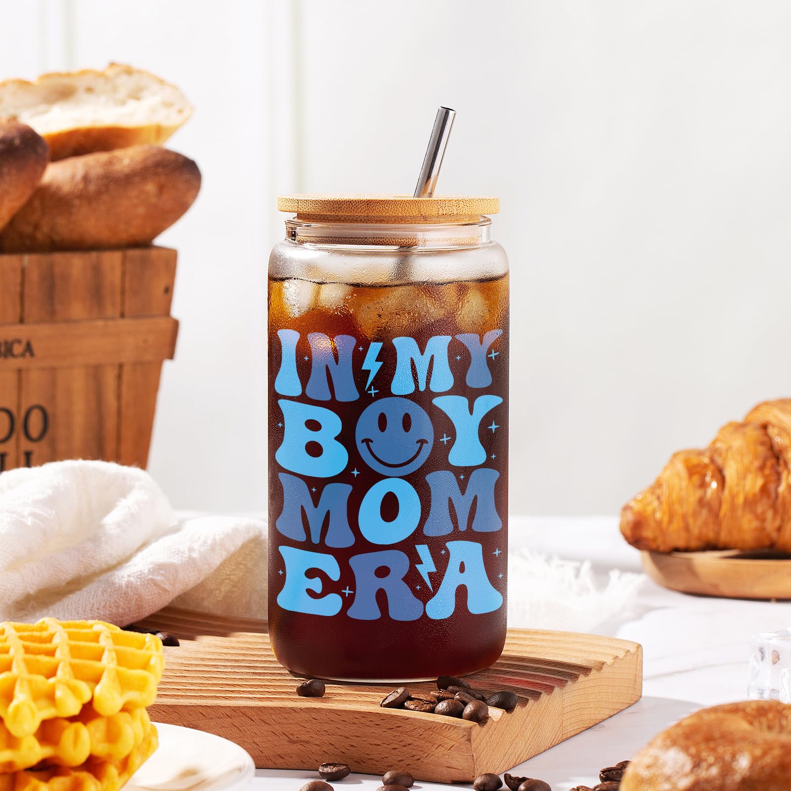 16 oz Iced Coffee Cup - Perfect Boy Mom Gift for New Moms, Postpartum Care, Pregnancy & Baby Showers - Great Birthday & Christmas Present for Expecting Mothers - Ideal for Coffee Lovers & Busy Moms On-The-Go