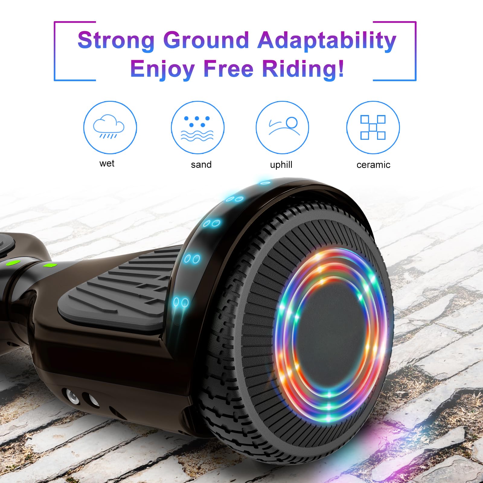 SISIGAD Hoverboard for Kids Ages 6-12 - Bluetooth Speaker & LED Light Wheels - UL2272 Certified Self-Balancing Scooter - Perfect Birthday Gift for Boys & Girls - Indoor & Outdoor Fun