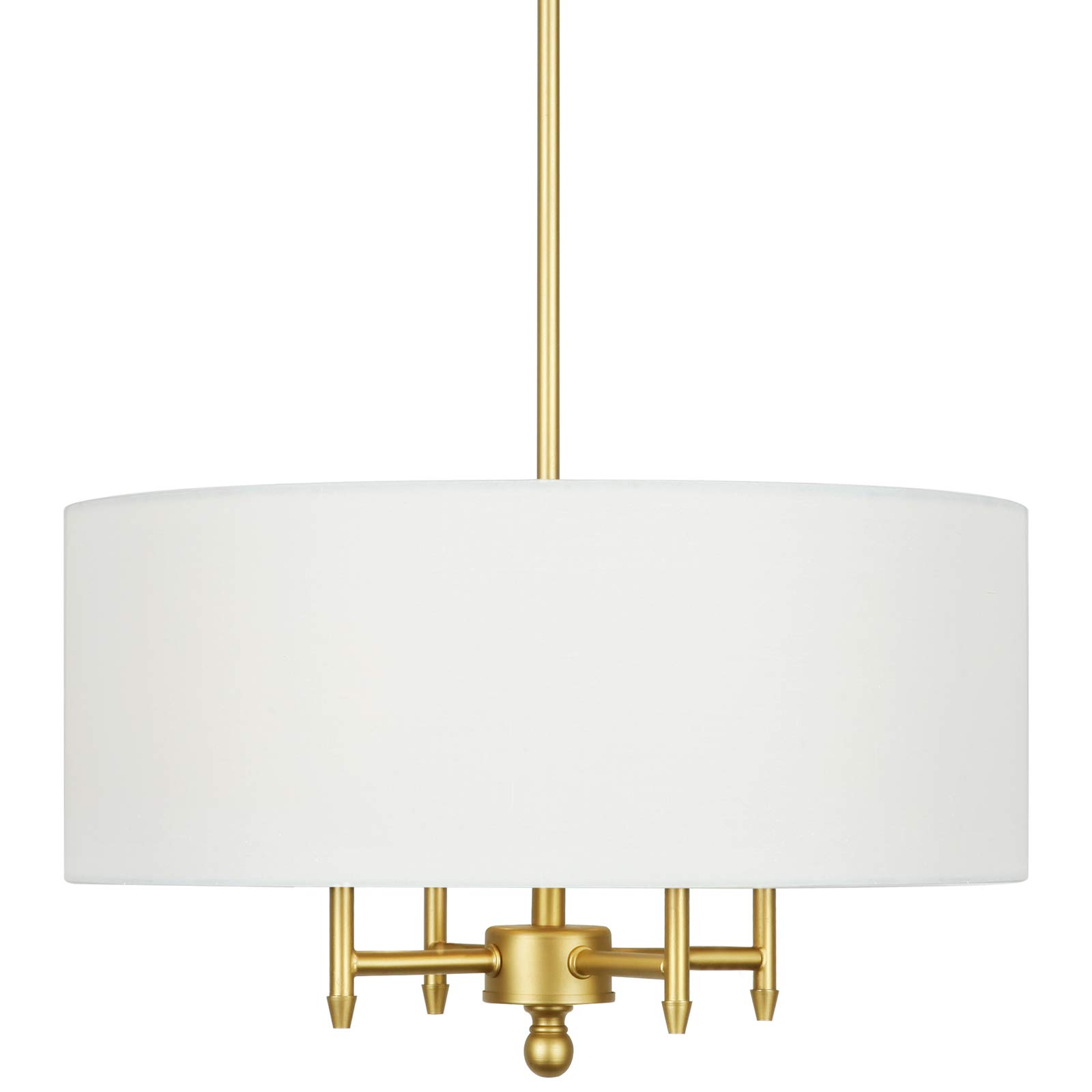 T&A TALENT AND ART Classic Brass 4-Light Chandelier with White Linen Drum Shade - 18