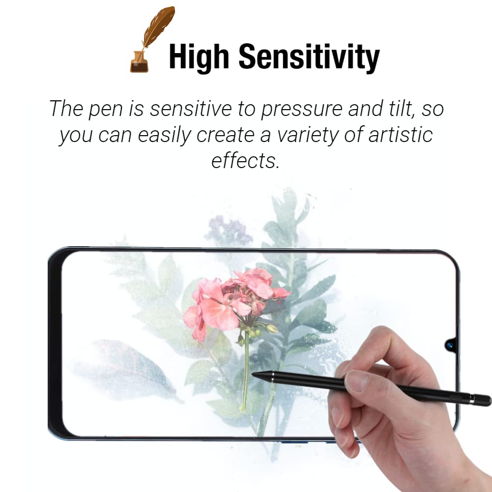 Universal Stylus Pen for Touch Screens - Compatible with Chromebook, Tablets, Laptops & Smartphones | Digital Notebook & Active Pencil for Writing, Drawing & Note-Taking (Black) - Perfect for Students, Professionals & Artists