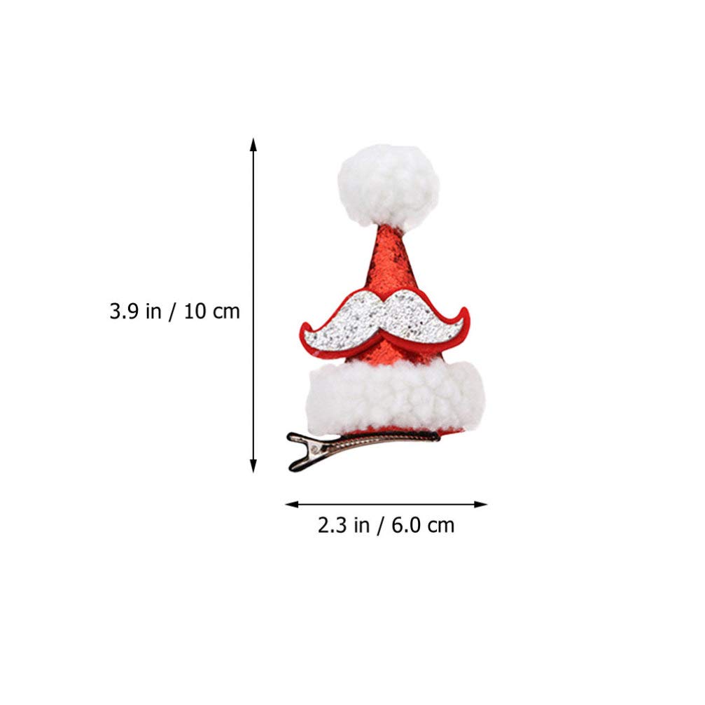 3pcs Christmas Mini Santa Hat Hair Clips with Moustache Bow - Festive Hair Pins & Barrettes for Kids & Baby - Perfect for Holiday Parties, Christmas Photos & Costume Accessories (Random Color)