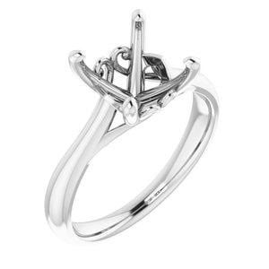 10K White Gold 8x8mm Asscher Cut Solitaire Engagement Ring Mounting - Perfect for Proposals, Anniversaries, and Bridal Jewelry
