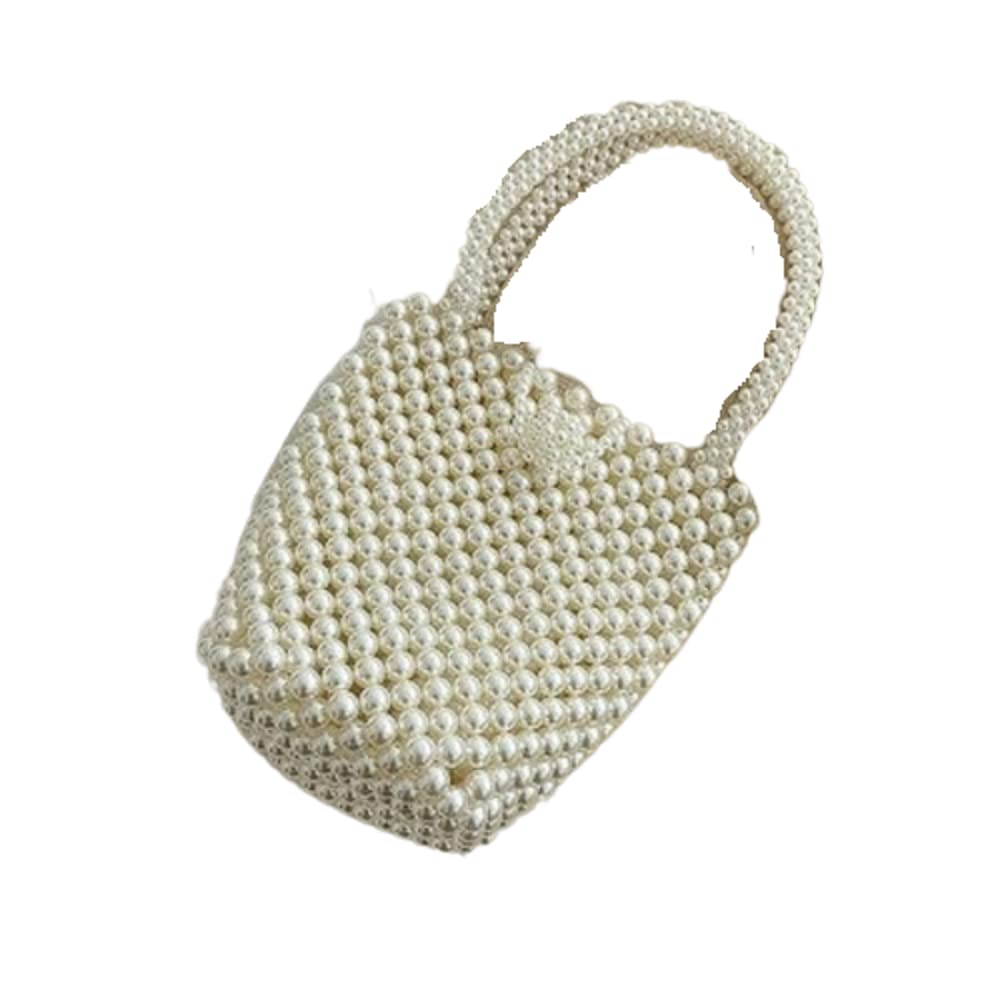 Luxury Handmade Women's Pearl Shoulder Bag - Designer Beaded Crossbody Purse with White Pearls for Evening Party, Wedding, Prom & Special Occasions