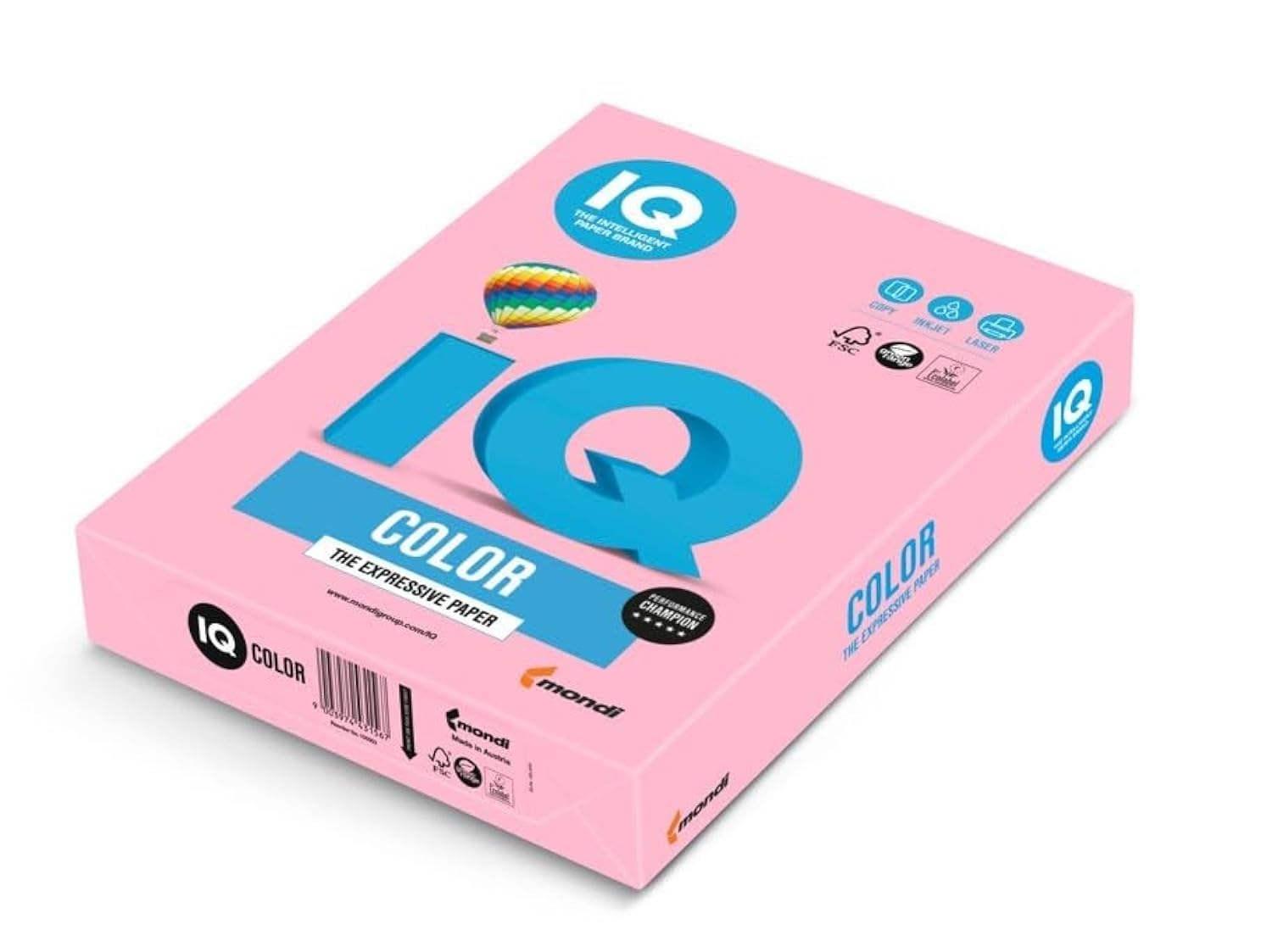 IQ 130075 - 500 Sheets Pink 80g A4 Multifunctional Copy Paper for Office, School, Printing & Crafting - Premium Quality Multipurpose Paper for Documents, Flyers & DIY Projects