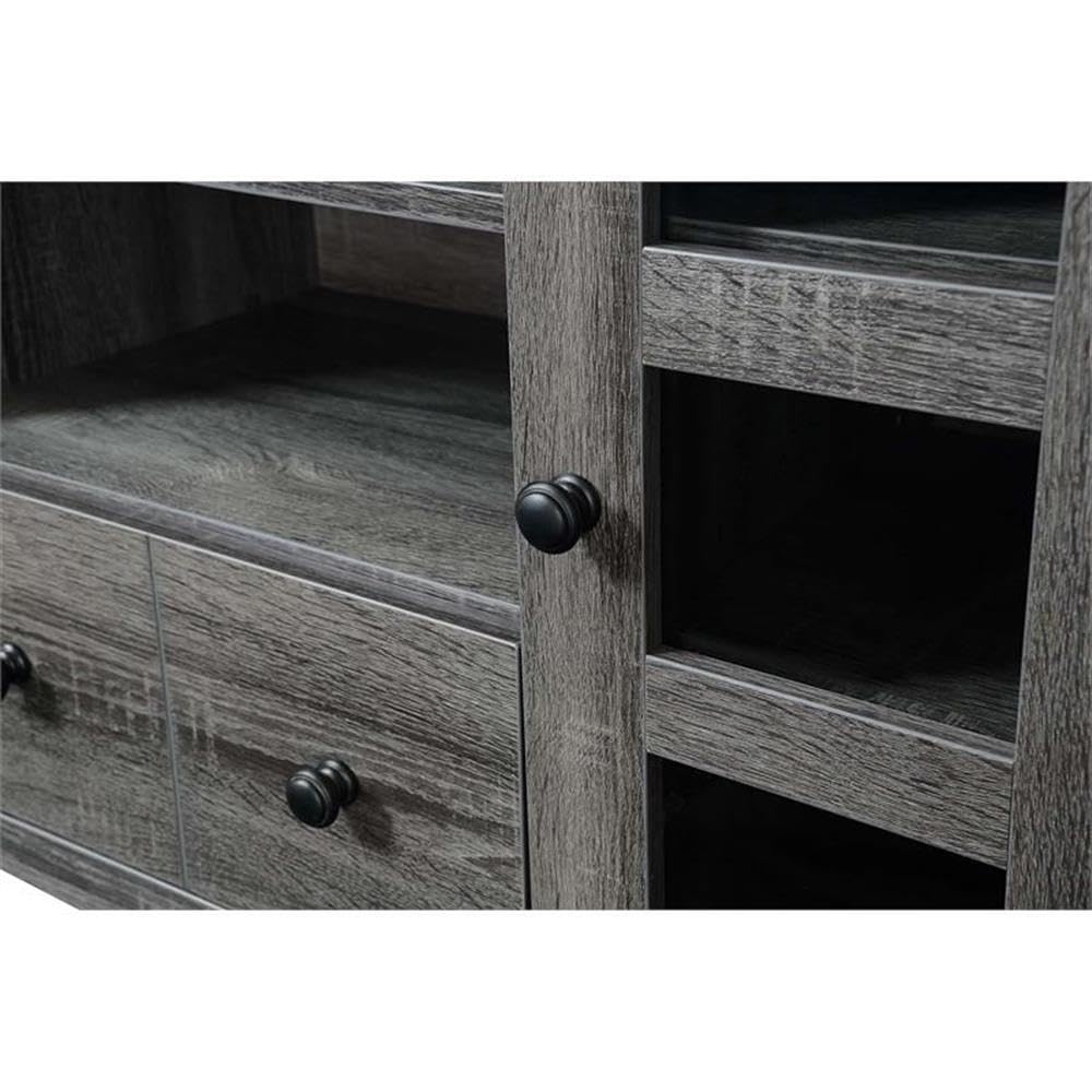 Pemberly Row 60 Inch TV Stand Entertainment Center Console - Modern Weathered Gray Wood Media Cabinet for Living Room, Bedroom & Home Theater