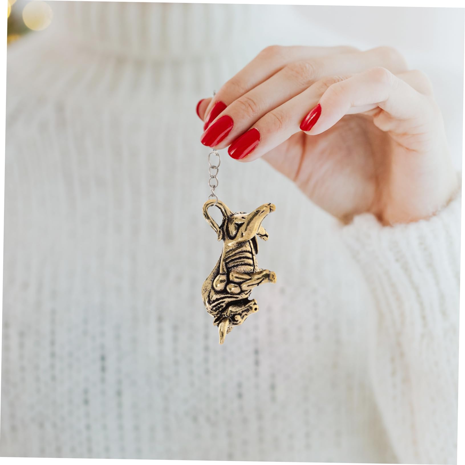 Garneck 2-Piece Brass Zodiac Cow Keychain Set - Chinese Style Key Ring Pendant for Bag, Purse & Gift - Perfect for New Year Decorations & Everyday Carry Accessories