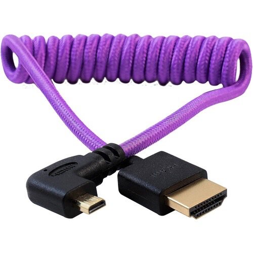 Kondor Blue Gerald Undone Braided Coiled High-Speed Right Angle Micro HDMI to HDMI Cable for Canon R5 & R6 Cameras (Limited Purple Edition, 12 to 24 inches) - Perfect for 4K Video Recording, Live Streaming & Professional Photography