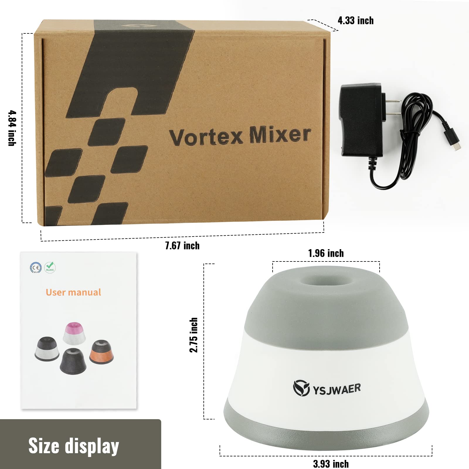 YSJWAER Mini Vortex Mixer Shaker - 4000 RPM Touch Control for Nail Polish, Acrylic Paint, Science Lab & Eyelash Adhesives | Perfect for DIY Beauty, Laboratory Experiments & Small Batch Mixing