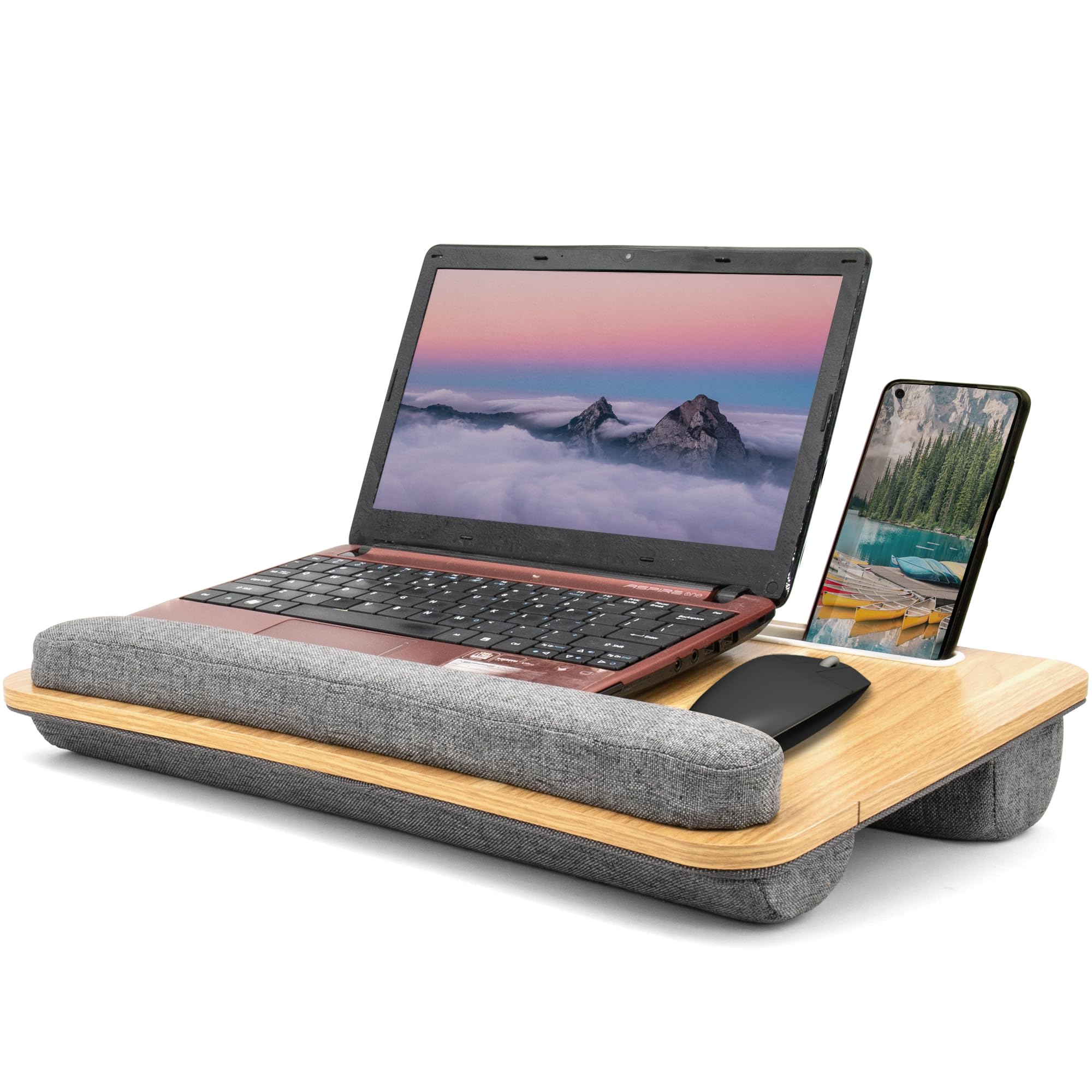 SEFFO Lap Desk Laptop Tray with Soft Pillow - Padded Bed Tray for 15.6 Inch Laptop - Portable Work & Gaming Desk for Home Office, Study, and Relaxation