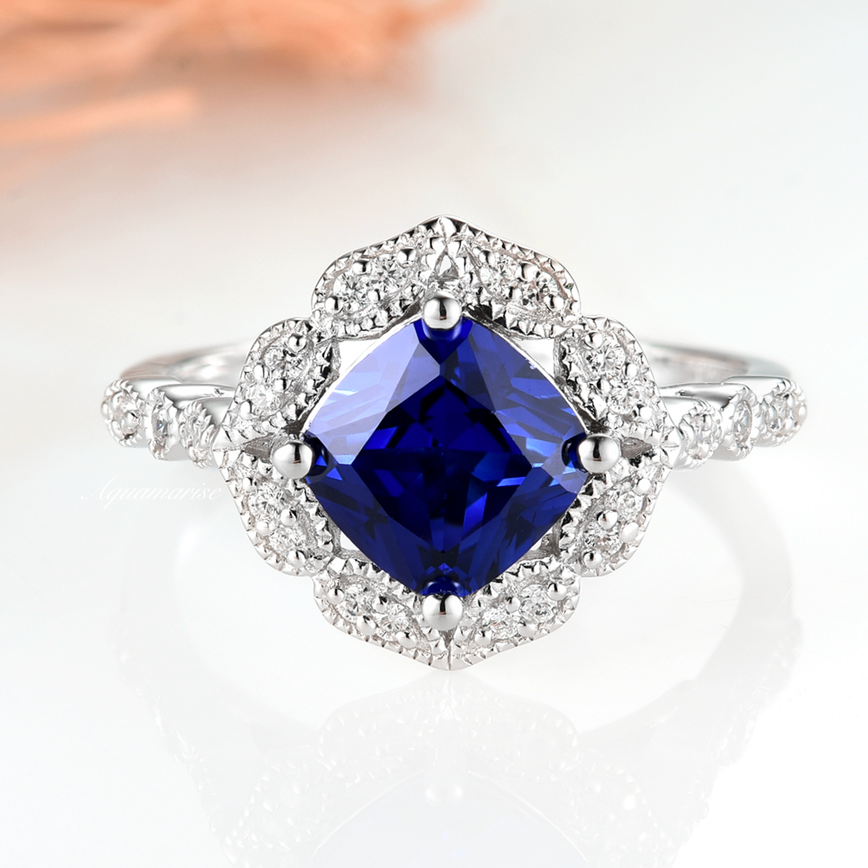 Luxury Sapphire Ring for Women - Sterling Silver 925 Elegant Blue Gemstone Jewelry - Perfect for Engagement, Anniversary & Special Occasions