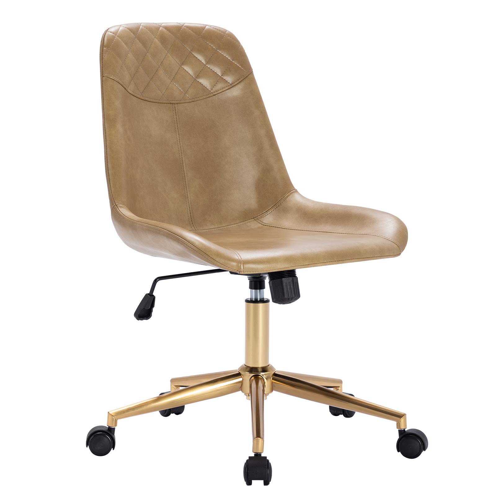 Duhome Modern PU Leather Office Chair - Ergonomic Swivel Desk Chair with Gold Base, Camel Color - Perfect for Home Office, Gaming, and Computer Workstations