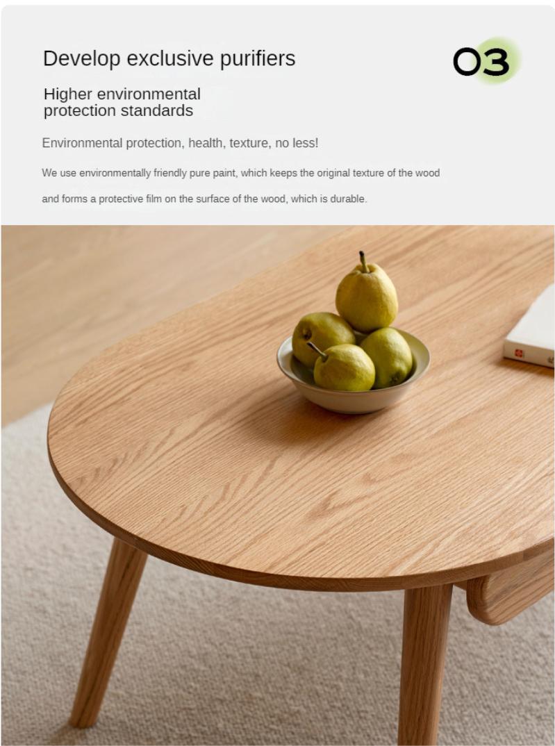 Premium Oak Solid Wood Luxury Coffee Table - Modern & Durable Living Room Centerpiece for Home Decor & Entertainment