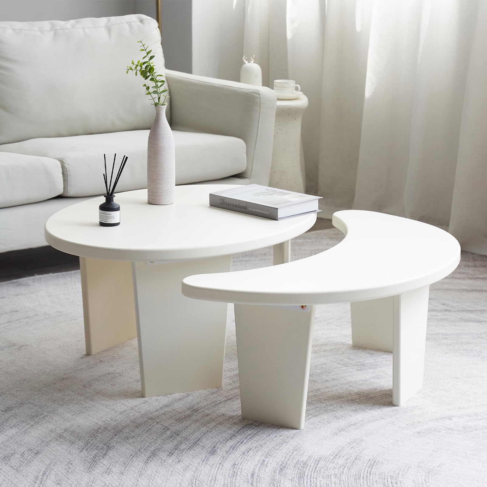 MAXYOYO Modern Coffee Table Set of 2 - Nesting Accent Tables for Living Room | Perfect for Small Spaces, Sofa Side Tables & Home Decor