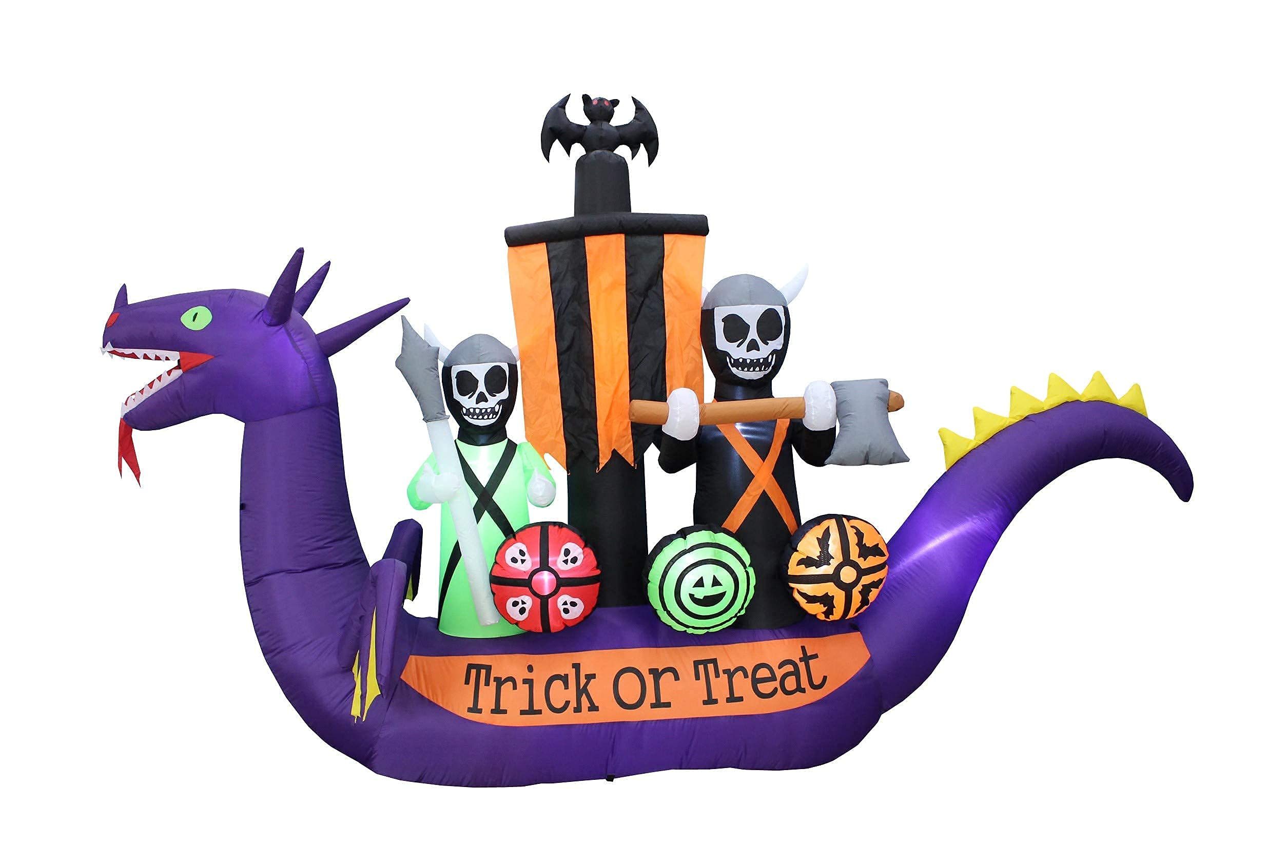 Halloween Party Decorations Bundle - 13ft Jumbo Inflatable Black Cat Arch & 11ft Inflatable Dragon Pirate Ship with Skeletons, Bats & Ghosts - Outdoor Halloween Yard Decor with LED Lights for Spooky Party, Haunted House & Trick-or-Treat Scene