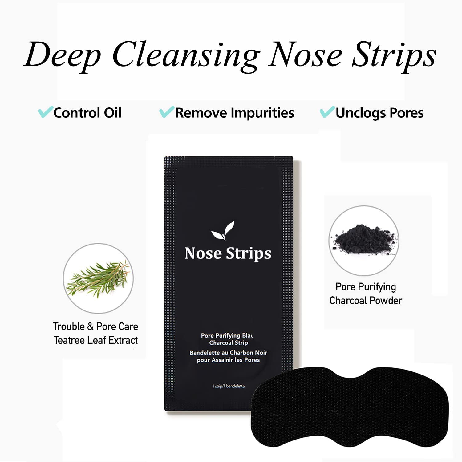 Premium Charcoal Nose Strips for Women - Deep Cleansing Pore Strips, Blackhead & Oil Control - Instantly Unclog Nose Pores (3-Pack) | Perfect for Spa Day, Travel & Daily Skincare Routine