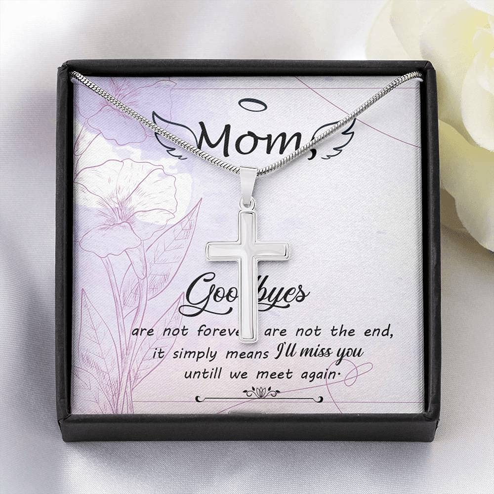 To My Mom Goodbye Necklace - Meaningful I'll Miss You Until We Meet Again Pendant with Message Card | Heartfelt Birthday Gift for Mother | Jewelry for Long Distance, Memorial, or Special Occasion Gifts from Daughter