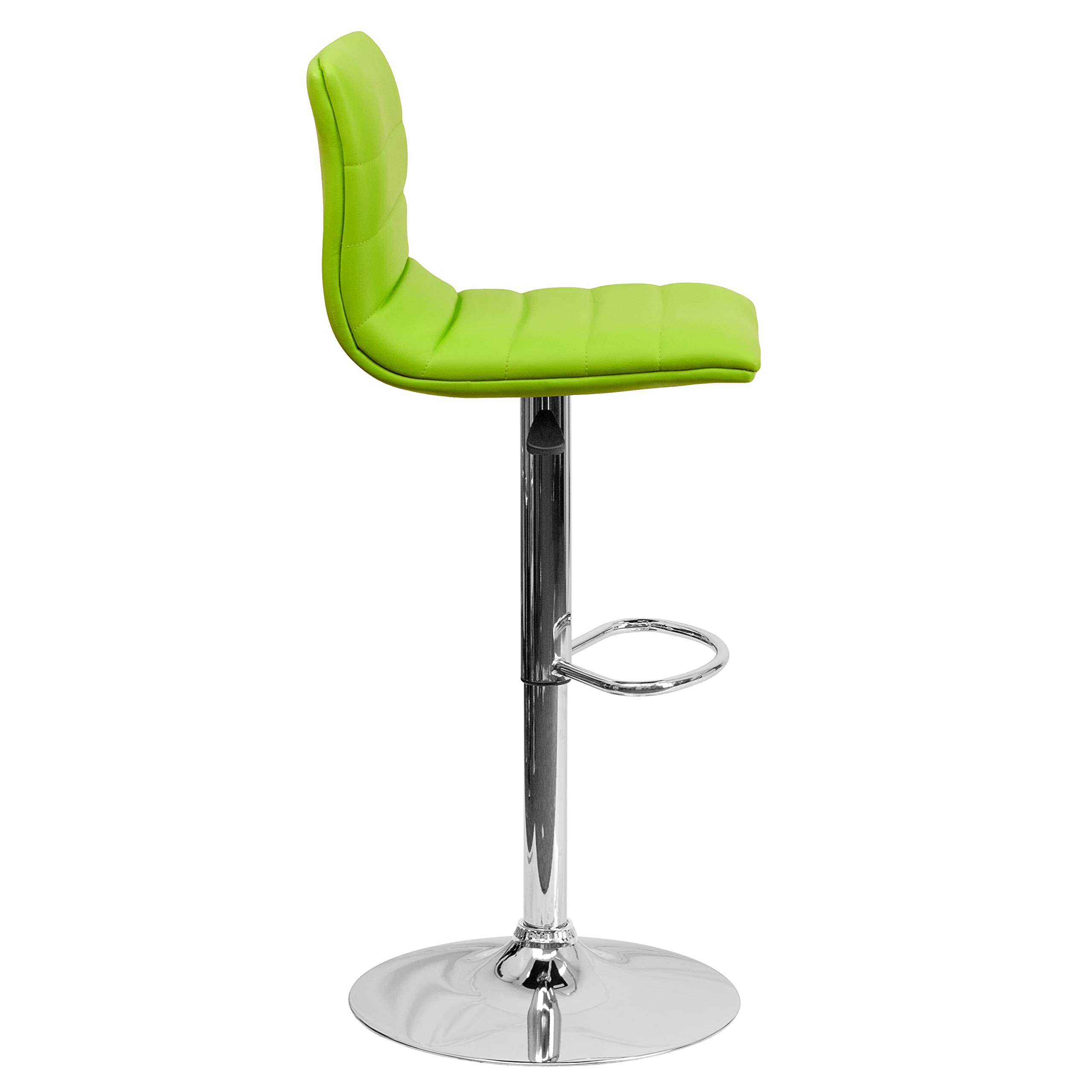2 Pack Adjustable Height Green Vinyl Bar Stools with Horizontal Stitch Back - Perfect for Kitchen Island, Breakfast Nook & Home Bar Decor