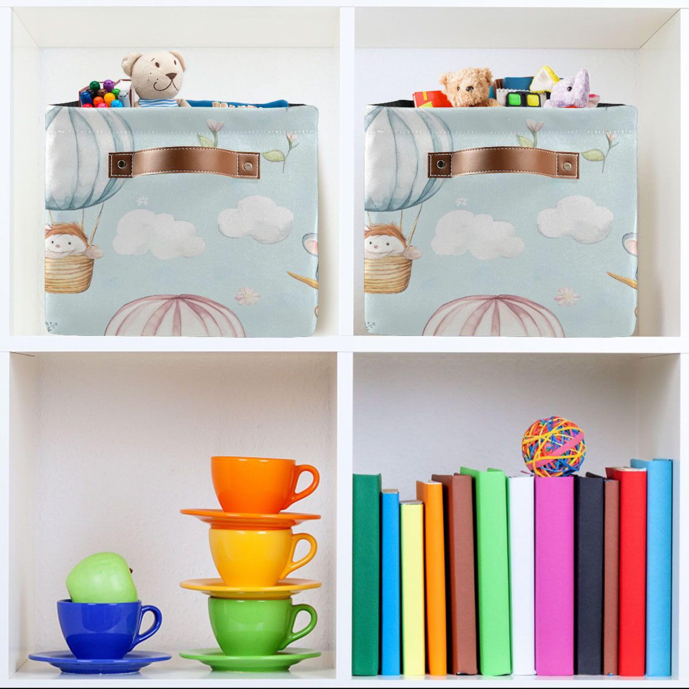 Cute Baby Animals Storage Basket with Handles - Collapsible Canvas Organizer Bin for Baby Nursery, Kids Room, Closet, Bedroom & Living Room - Perfect for Toys, Blankets & Home Organization