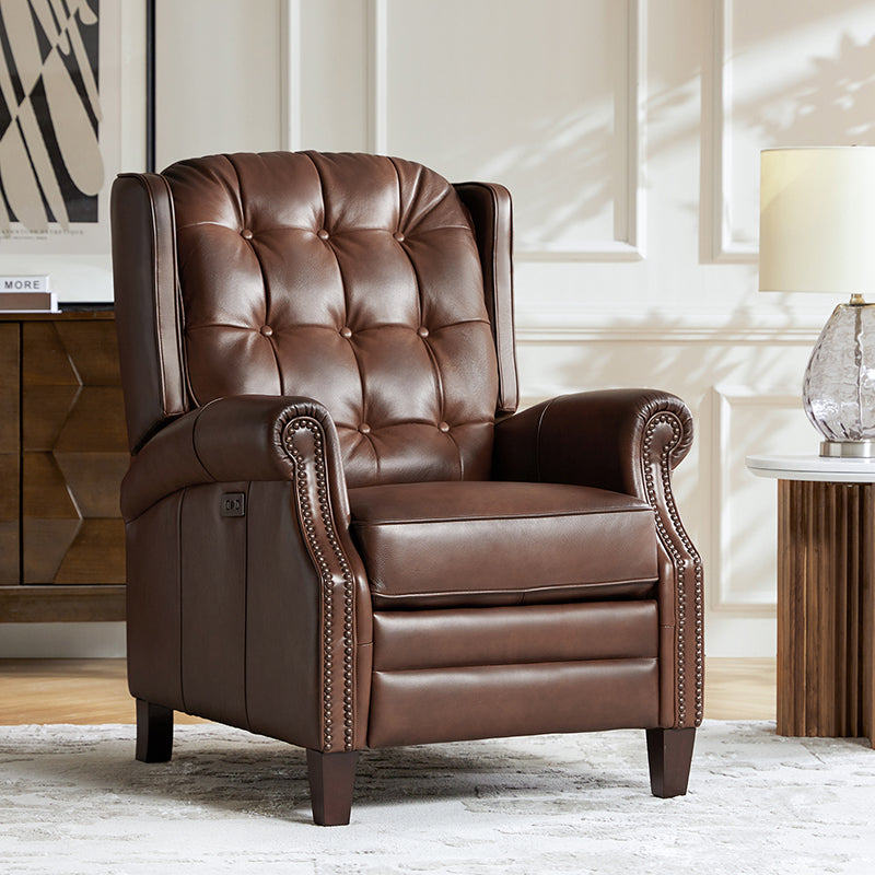 Premium Ruben Buttery Soft Leather Power Recliner Chair - Ergonomic Living Room Furniture for Relaxing, Watching TV & Napping