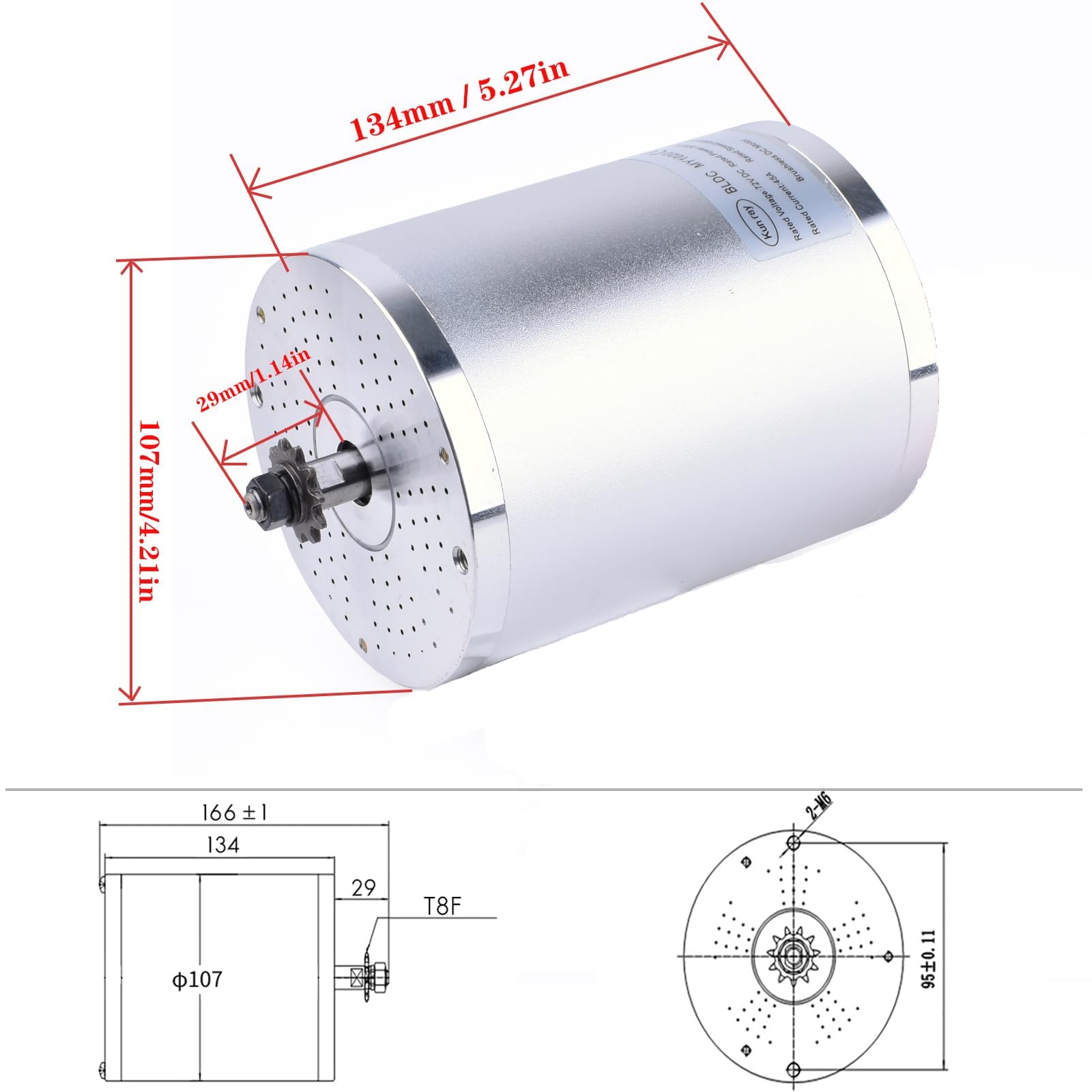 3000W 72V Brushless DC Motor Kit with 50A High Power Controller - Perfect for Electric Scooters, Go Karts & DIY EV Projects