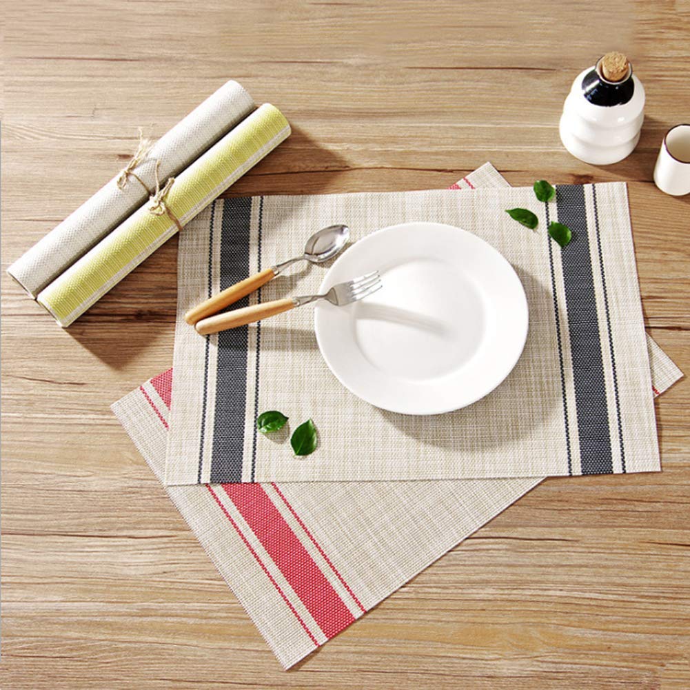6-Pack Crossweave Woven Vinyl Table Mats - Heat Resistant, Non-Slip Kitchen & Dining Placemats - Washable, Easy to Clean (Blue) - Perfect for Everyday Meals, Dinner Parties & Home Decor