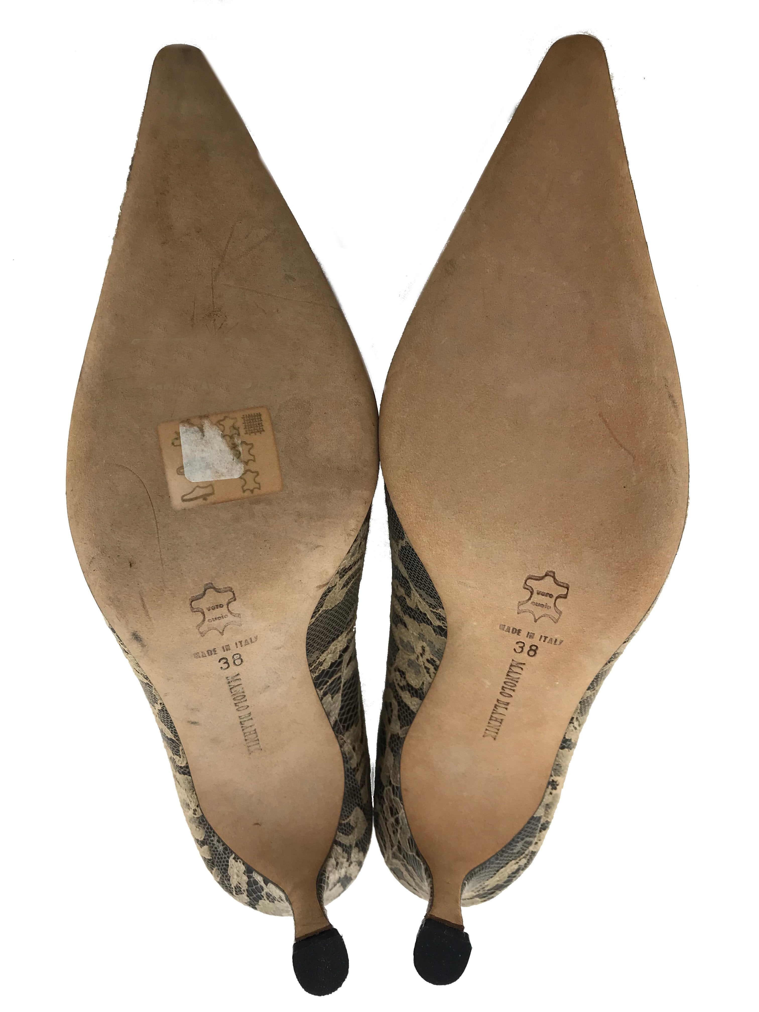 Manolo Blahnik Floral Lace Pumps Women's Size 8 | Elegant High Heel Wedding Shoes for Brides, Prom & Special Occasions