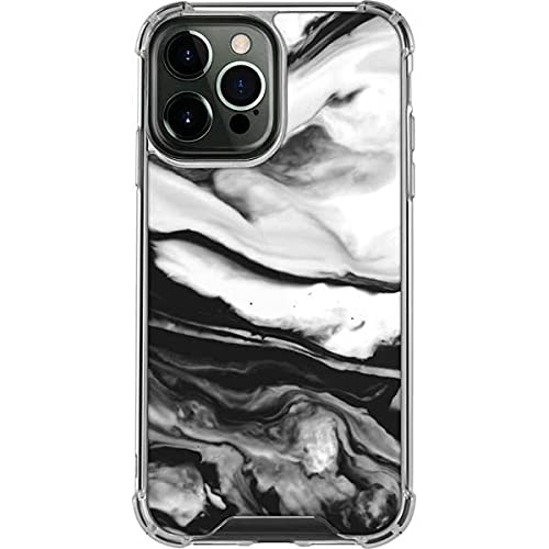 Skinit Clear Phone Case for iPhone 13 Pro Max - Black & White Marble Ink Design | Slim Protective Cover | Scratch Resistant | Perfect for Everyday Use, Work & Travel