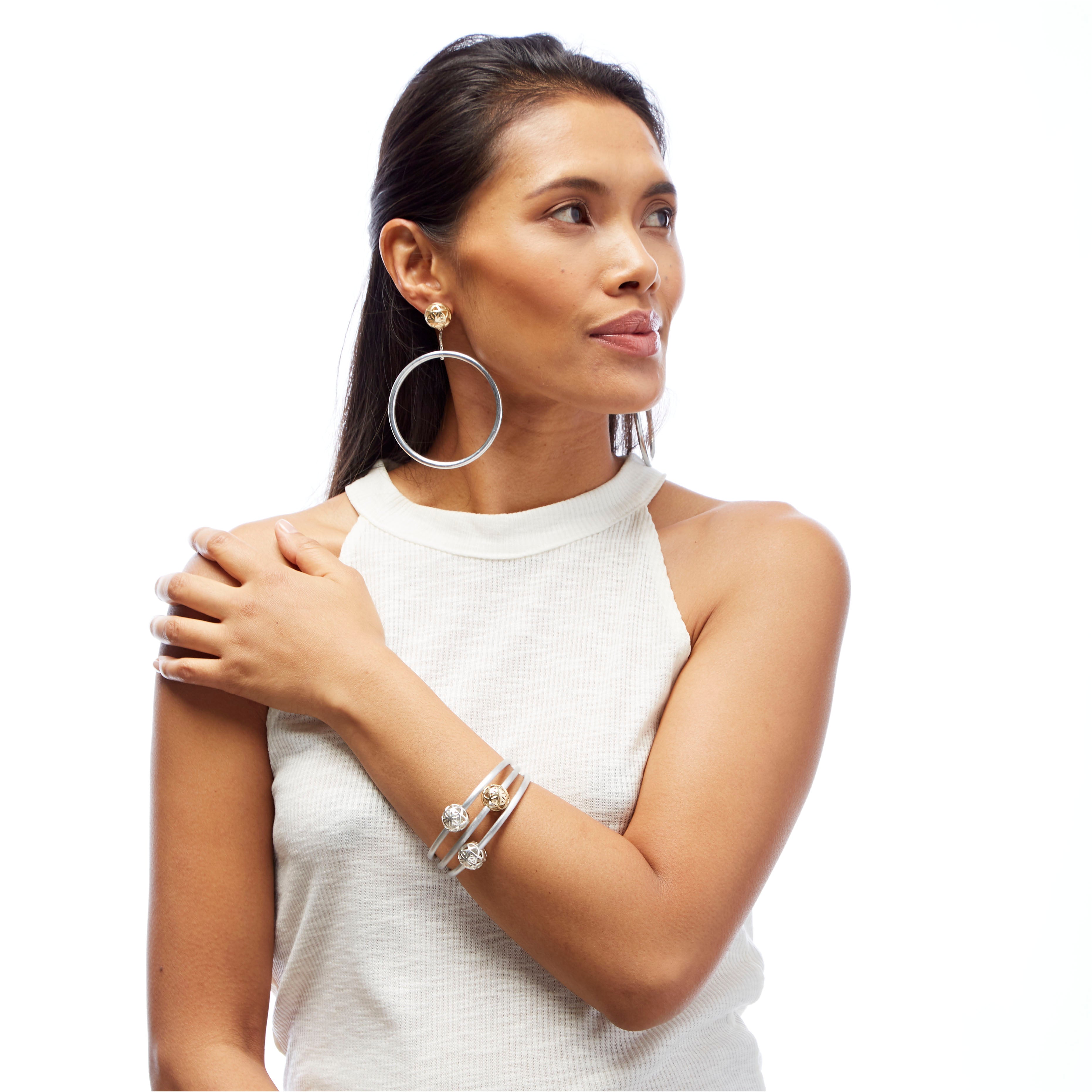 Spheric Seed of Life Hoop Earrings - Stainless Steel Spiritual Jewelry for Women - Perfect for Yoga, Meditation & Boho Fashion