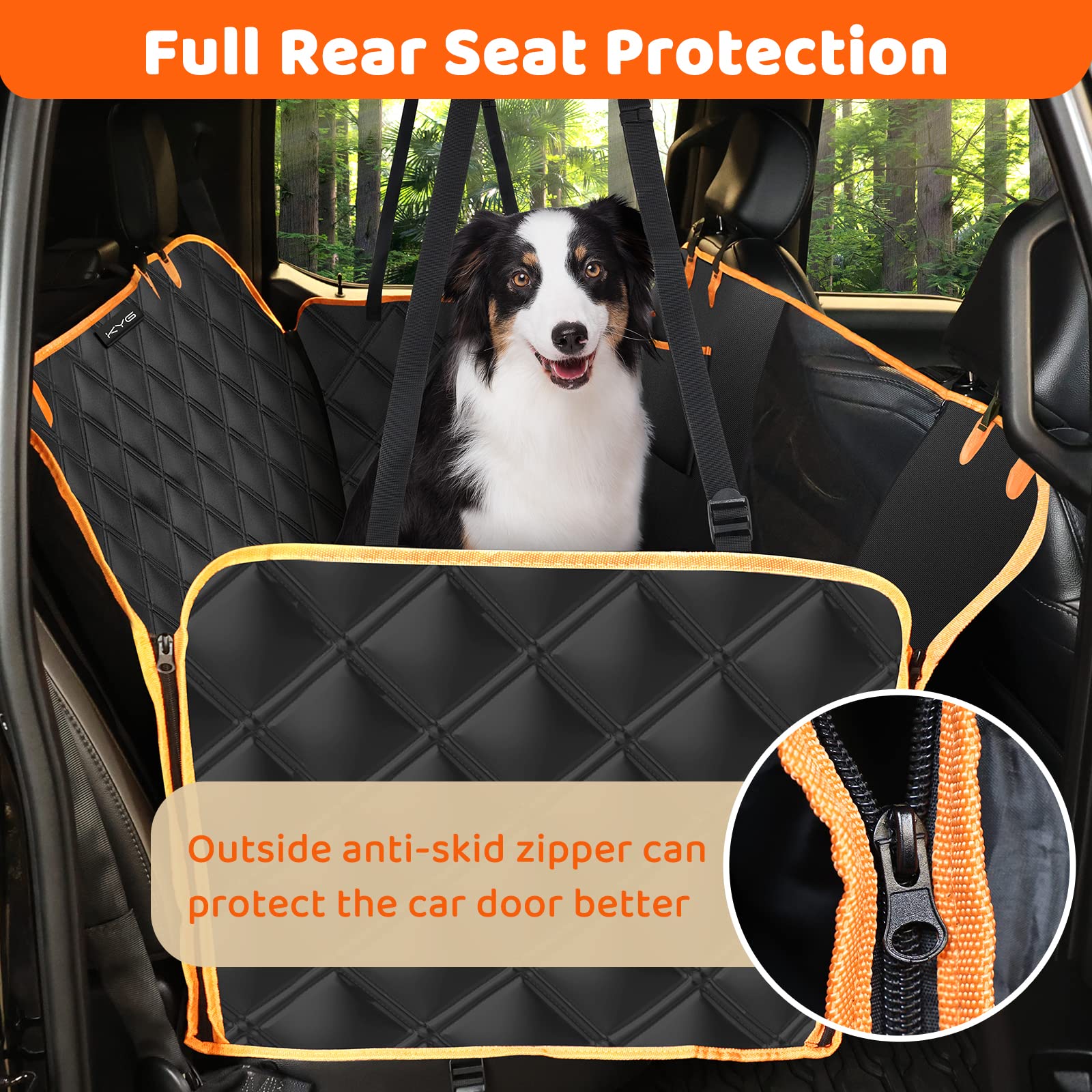 KYG X-Large Waterproof Dog Car Seat Cover with Mesh Window - Durable Nonslip Pet Hammock for SUVs & Pickup Trucks | Protects Back Seats from Scratches, Fur & Dirt | Perfect for Road Trips, Vet Visits & Outdoor Adventures
