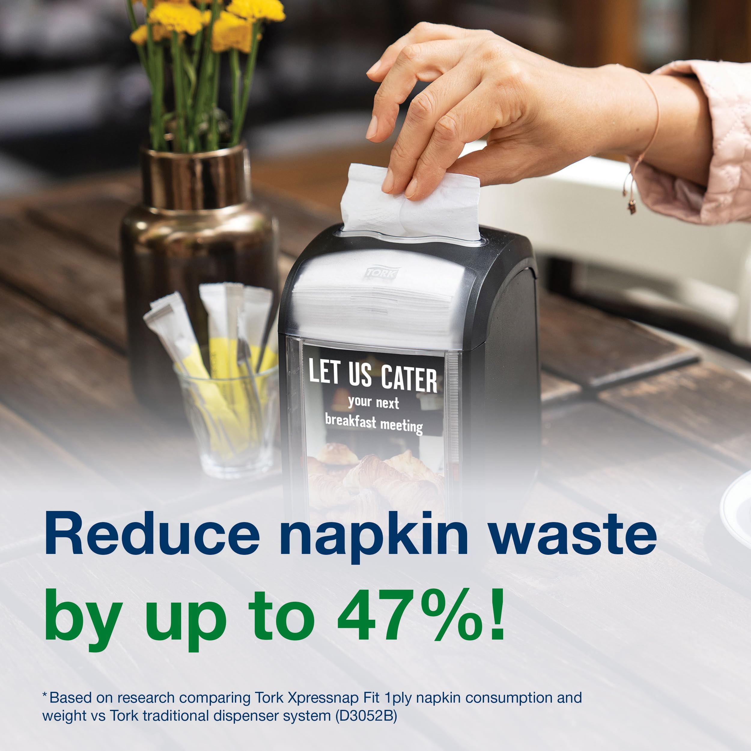 Tork Xpressnap Compact Tabletop Napkin Dispenser - Walnut Finish (7.6