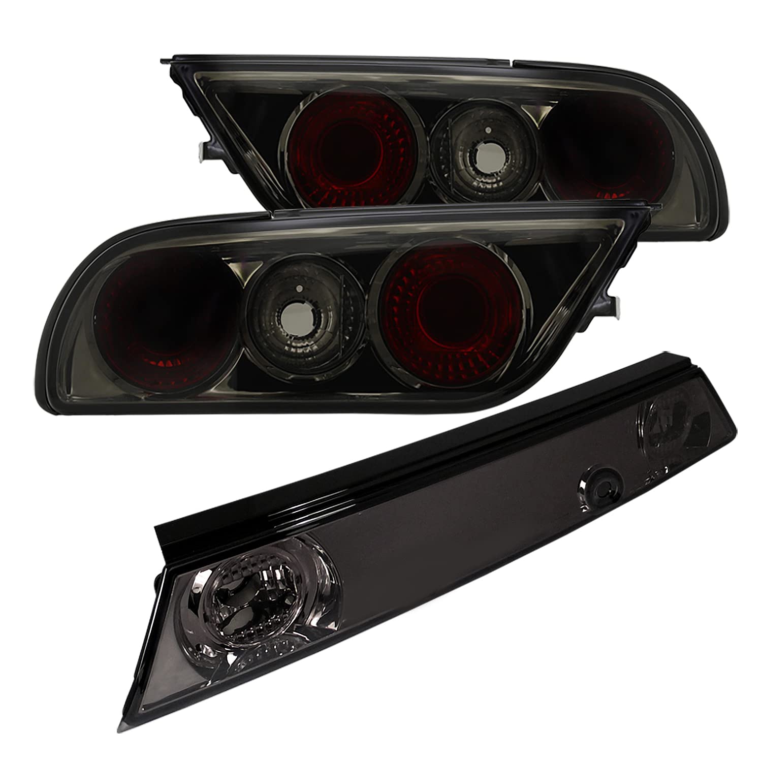 Spec-D Tuning Smoke LED Tail Lights for 1989-1994 Nissan S13 240Sx Hatchback - Left & Right Pair - Black Housing, Red Lens - Upgrade Your Car's Style & Visibility for Night Driving & Custom Builds
