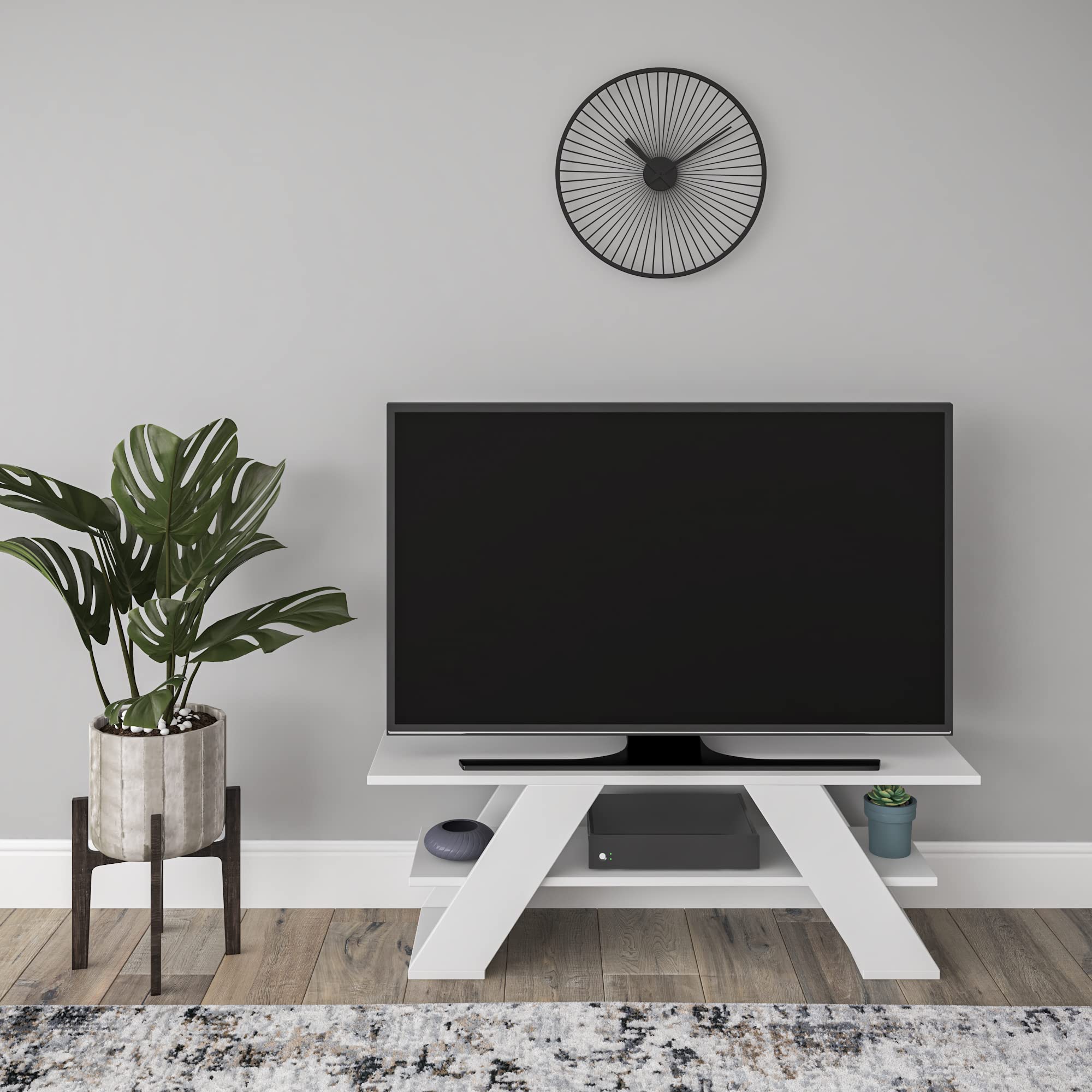 Ada Home Décor Tioga TV Stand - 15.75'' H x 47.24'' W x 13.19'' D White Modern Entertainment Center for Living Room, Bedroom & Home Theater