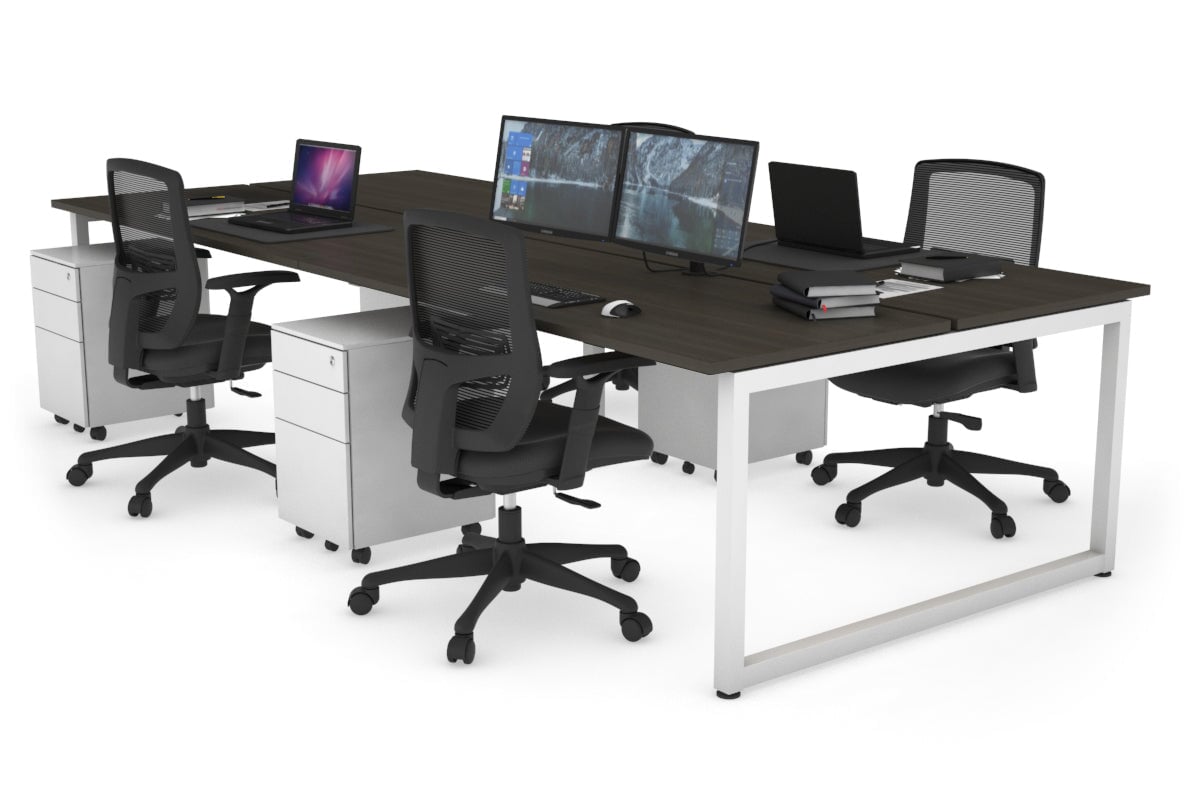 Quadro Loop Legs 4-Person Office Workstation - 1400L x 700W Modern Collaborative Desk for Team Workspaces | Perfect for Open Offices, Coworking Spaces & Conference Rooms