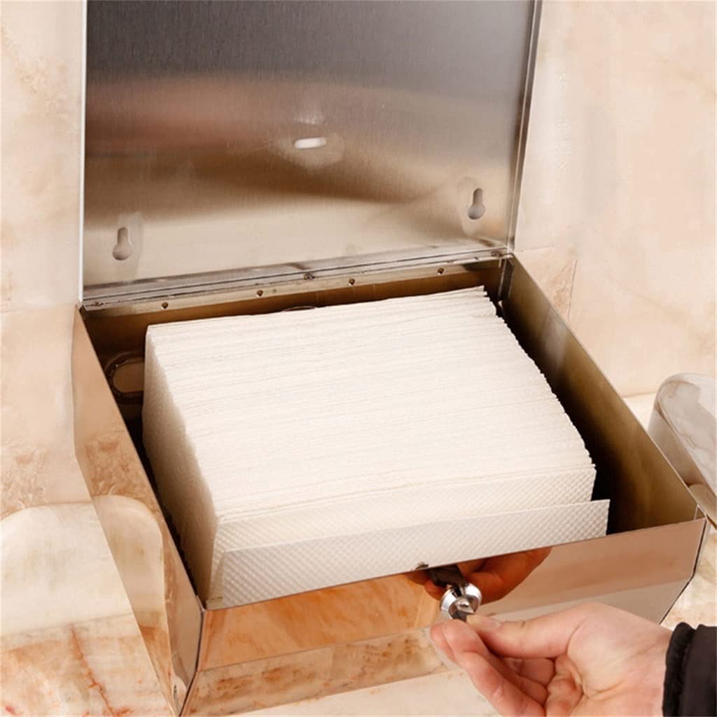 Rose Gold Stainless Steel Commercial Paper Towel Dispenser - High Capacity Wall Mounted with Locking Mechanism for Bathroom, Hotel & Home Use - Durable & Stable for Heavy-Duty Towel Storage