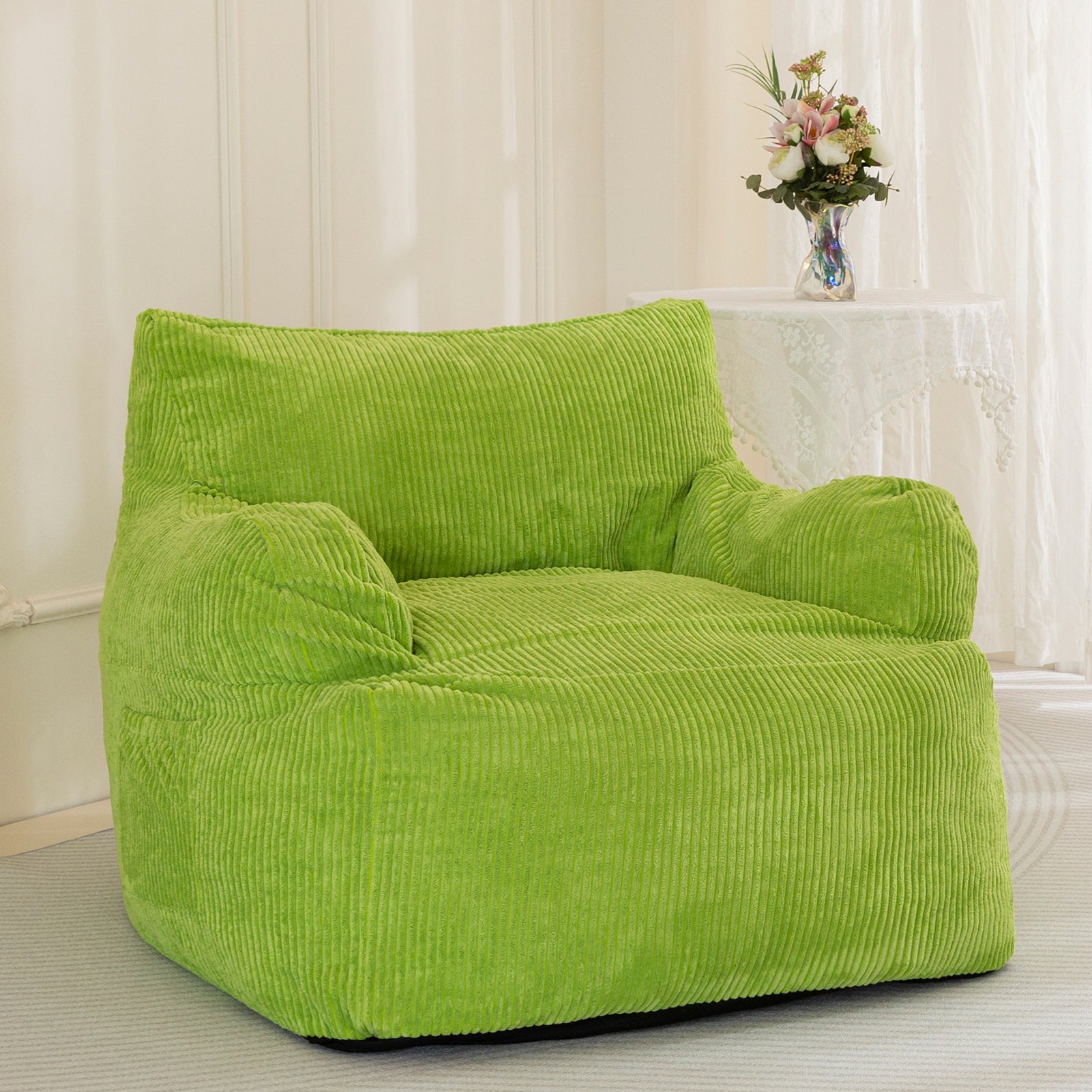MAXYOYO Giant Bean Bag Chair - Oversized Stuffed Bean Bag Couch for Living Room, Bedroom & Game Room - Soft Green Comfortable Lounger for Adults & Teens - Perfect for Relaxing, Gaming & Movie Nights