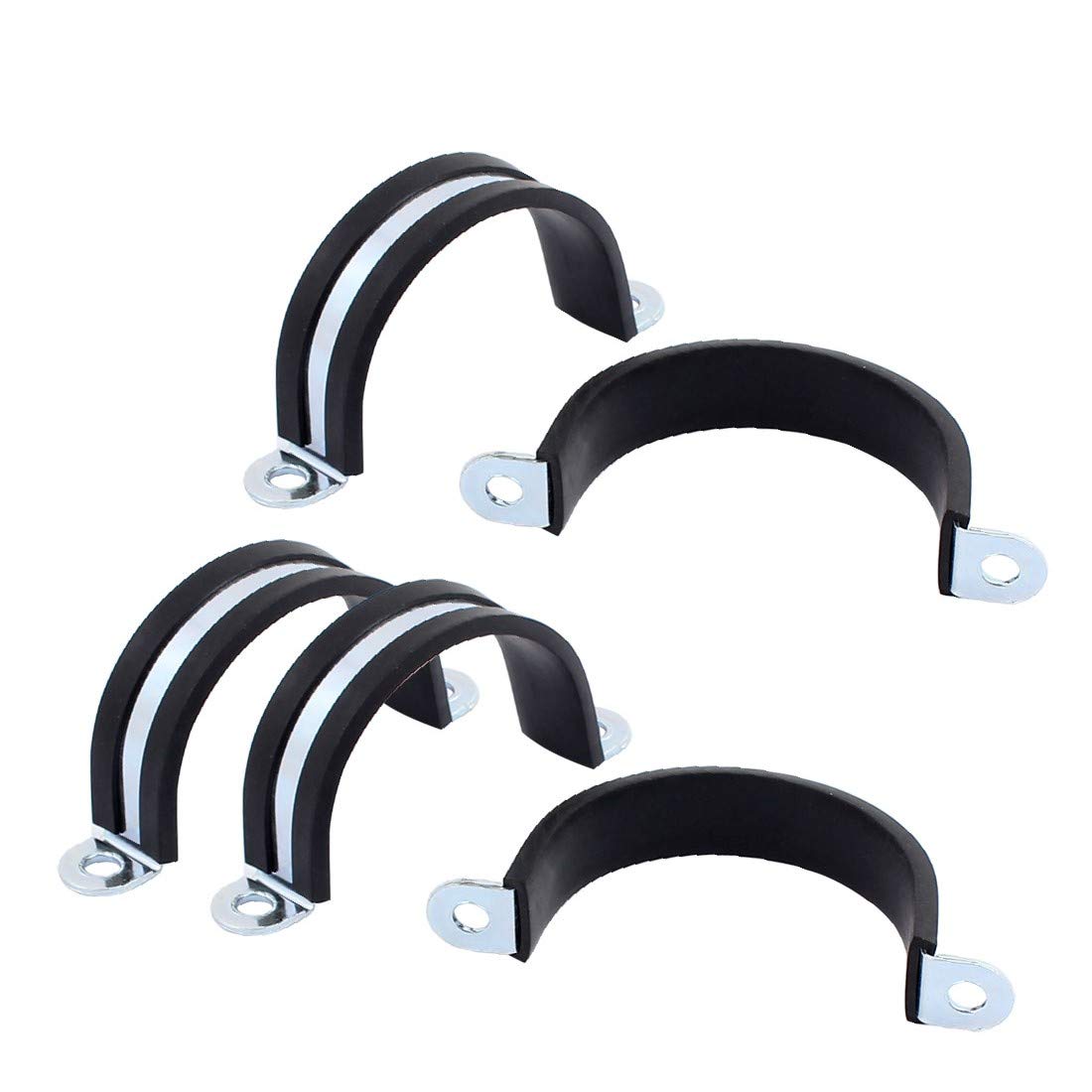 5Pcs 50mm U-Shaped Zinc Plated Hose Pipe Clamps with Rubber Lining - Heavy Duty Cable Clips for Plumbing, Automotive & Marine Applications - Secure Hose & Pipe Connections for Water, Fuel & Air Systems