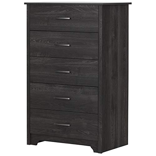 Pemberly Row 5-Drawer Wooden Dresser - Compact Bedroom Storage Organizer, Modern Closet Tower with Smooth Gliding Drawers - Black - Perfect for Small Spaces, Dorm Rooms & Apartment Organization