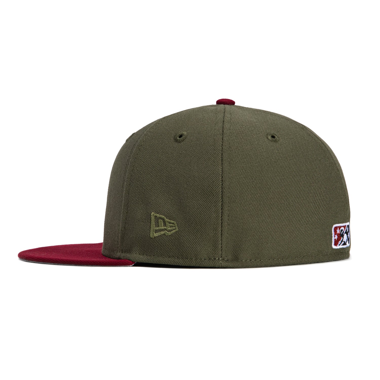 New Era 59Fifty Fayetteville Woodpeckers Eighty Deuces Patch Hat - Olive & Cardinal Colors | Official MLB Baseball Cap for Men & Women | Perfect for Games, Collecting & Streetwear Fashion