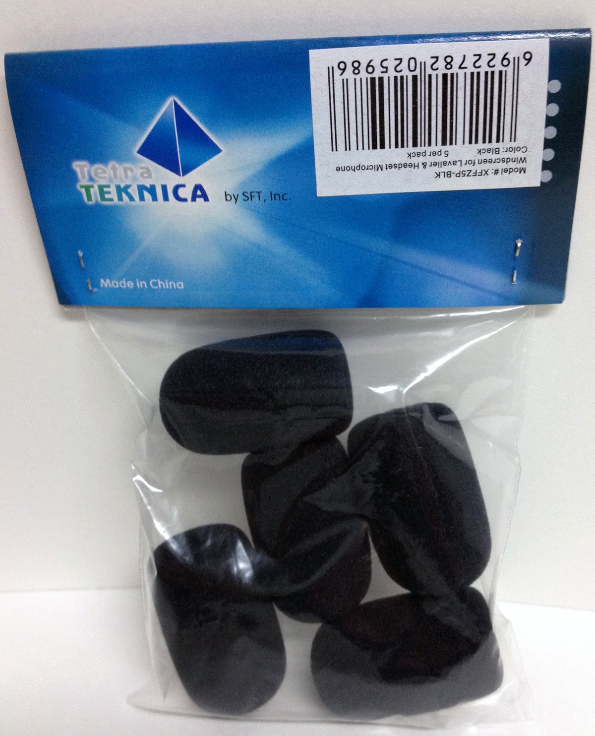 Tetra-Teknica XFFZ5P-BLK Black Lapel & Headset Microphone Windscreen - 5 Pack for Podcasting, Public Speaking, and Broadcasting - Noise Reduction Foam Cover for Clear Audio