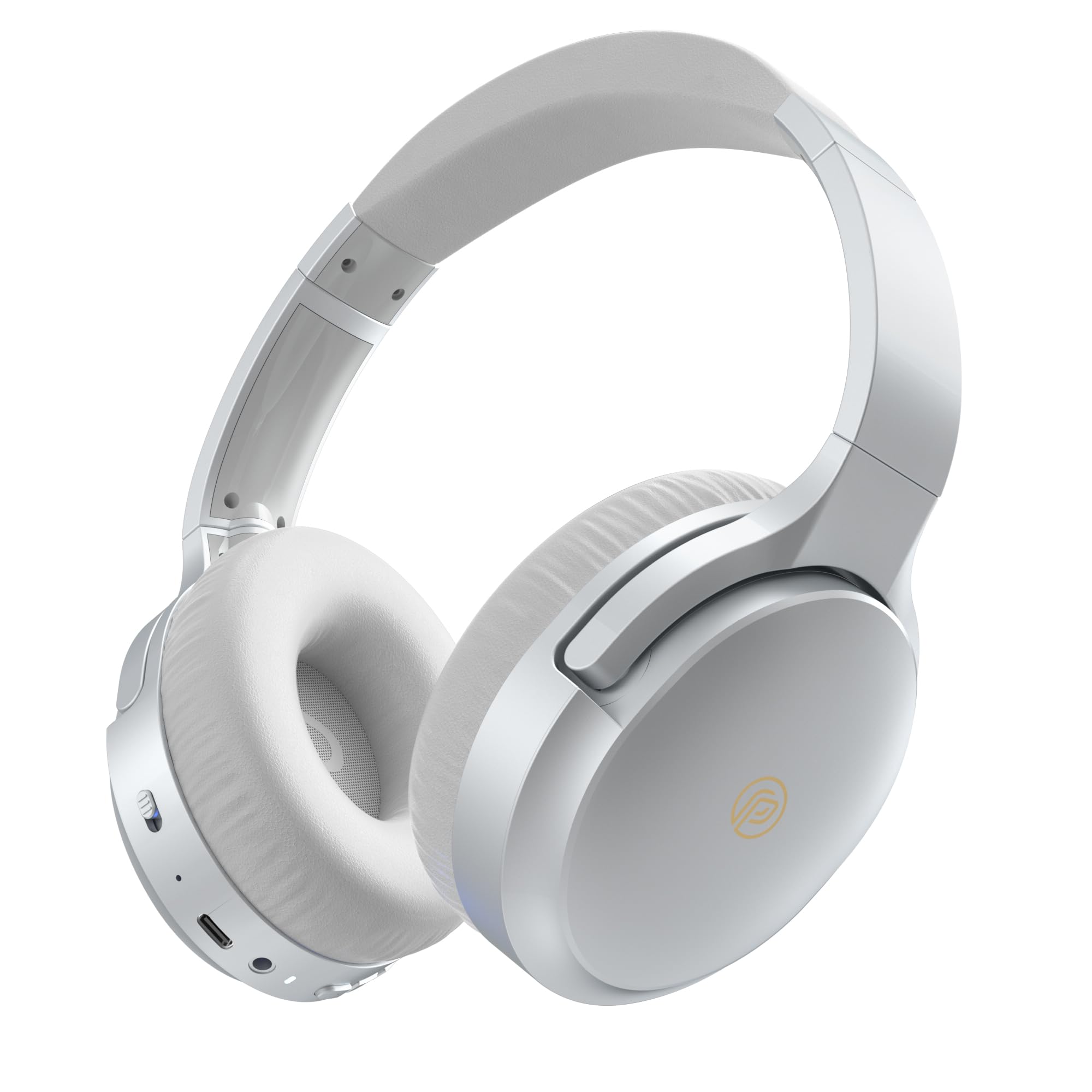 Rebocico Wireless Bluetooth Headphones with Active Noise Cancelling, 80H Playtime, Built-in Mic & Deep Bass - Over Ear Headphones for Home Office, Travel, Commuting, Gaming (Silver)