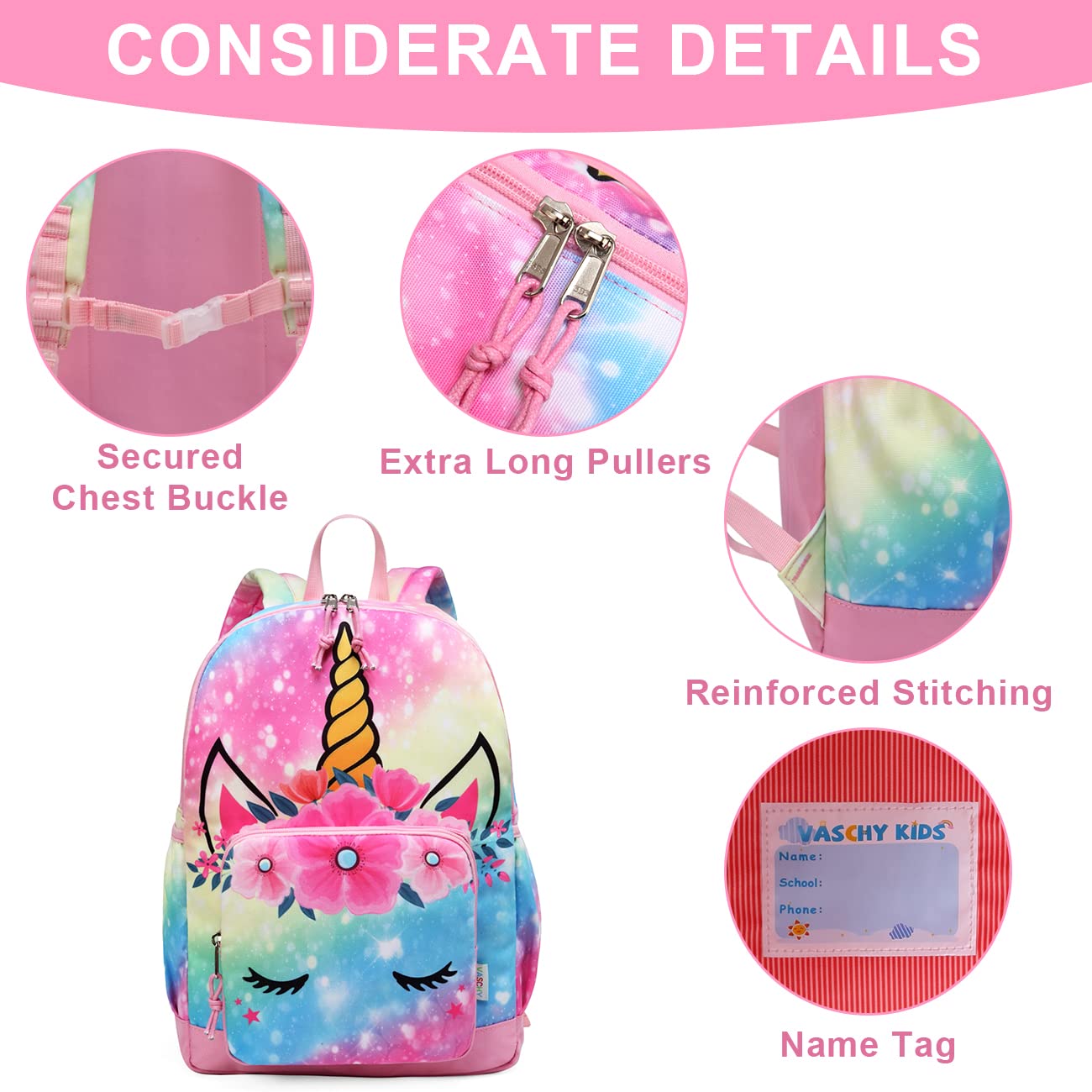 VASCHY Kids Backpack - Lightweight Water Resistant School Backpack with Adjustable Chest Strap for Boys & Girls | Perfect for Preschool, Daycare & Travel