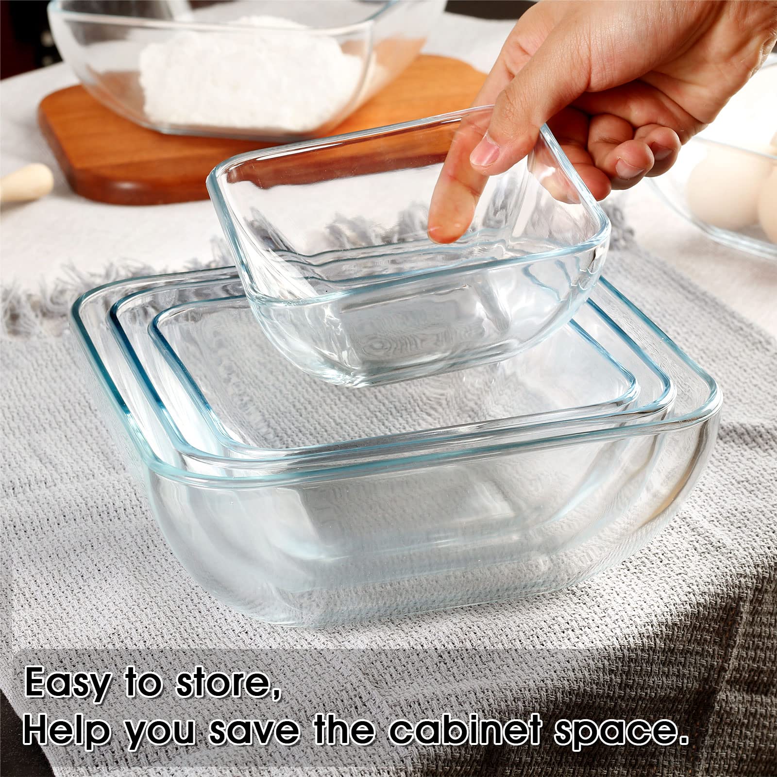 NUTRIUPS 7-Inch Square Glass Bowl Set of 2 - Microwave & Oven Safe Salad Bowls for Serving, Meal Prep, and Food Storage - Perfect for Salads, Desserts, and Party Snacks