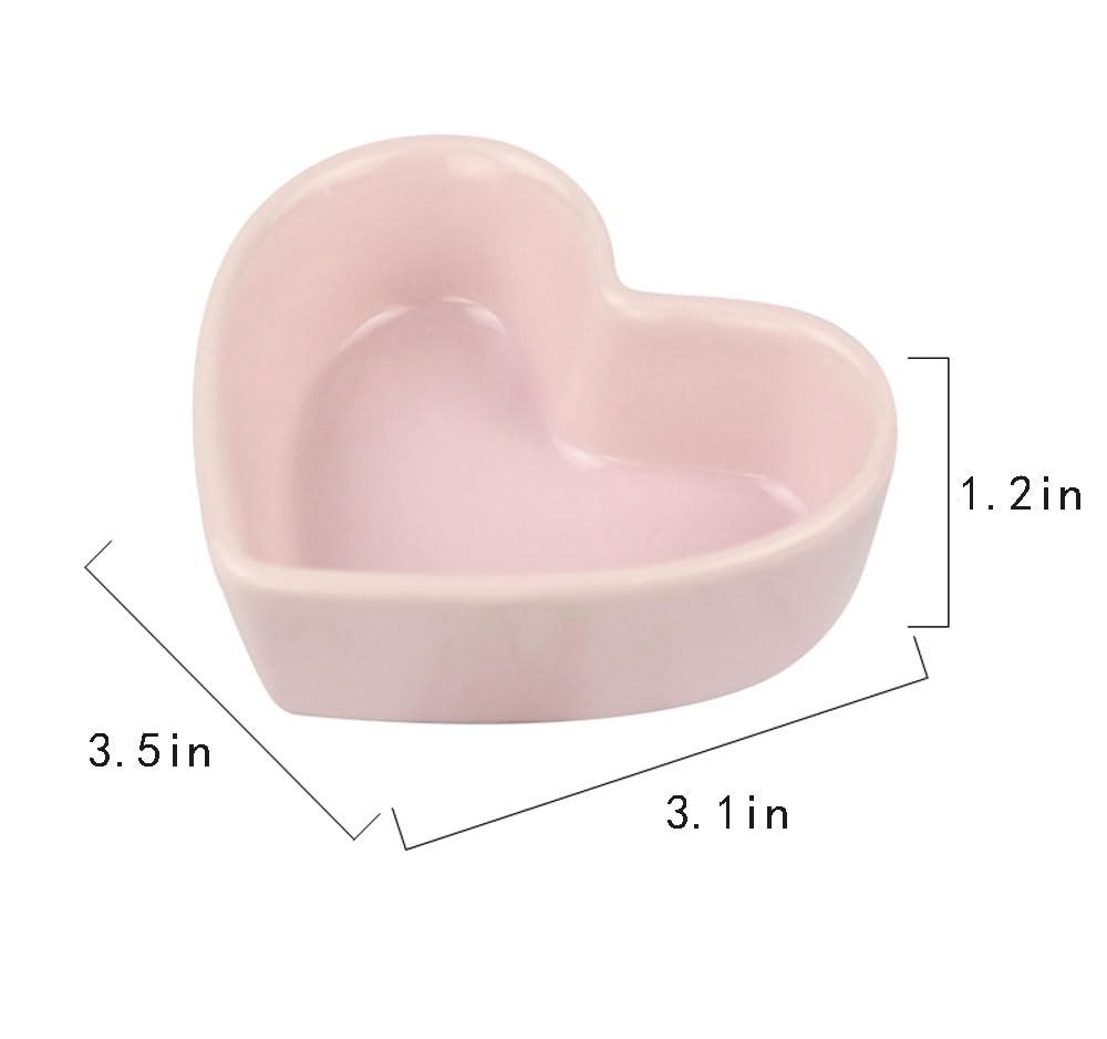 FUYU Colorful Heart Shaped Ceramic Ramekin Bowls - 4oz Mini Souffle Dishes, Pudding Cups & Snack Bowls for Desserts, Dips, Candles & Party Serving - Oven & Microwave Safe Kitchenware