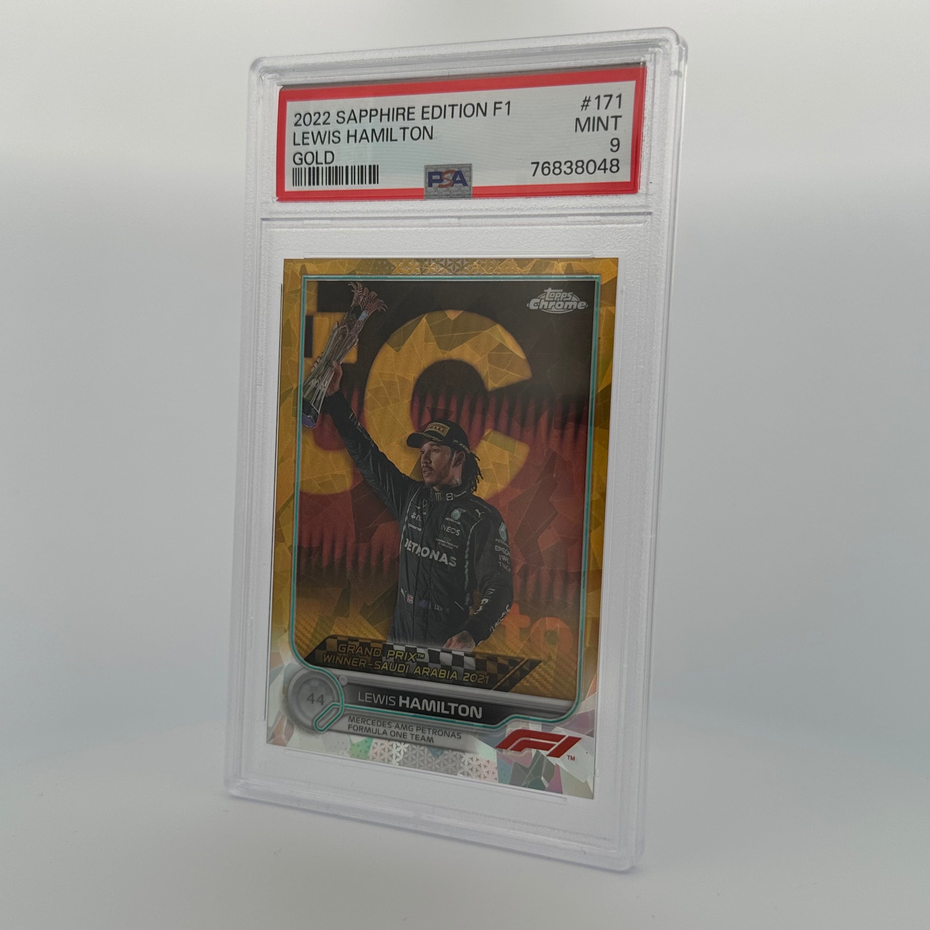 PSA 9 17/50 Lewis Hamilton #171 Sapphire Edition Gold - Rare Collectible F1 Racing Card for Display & Investment