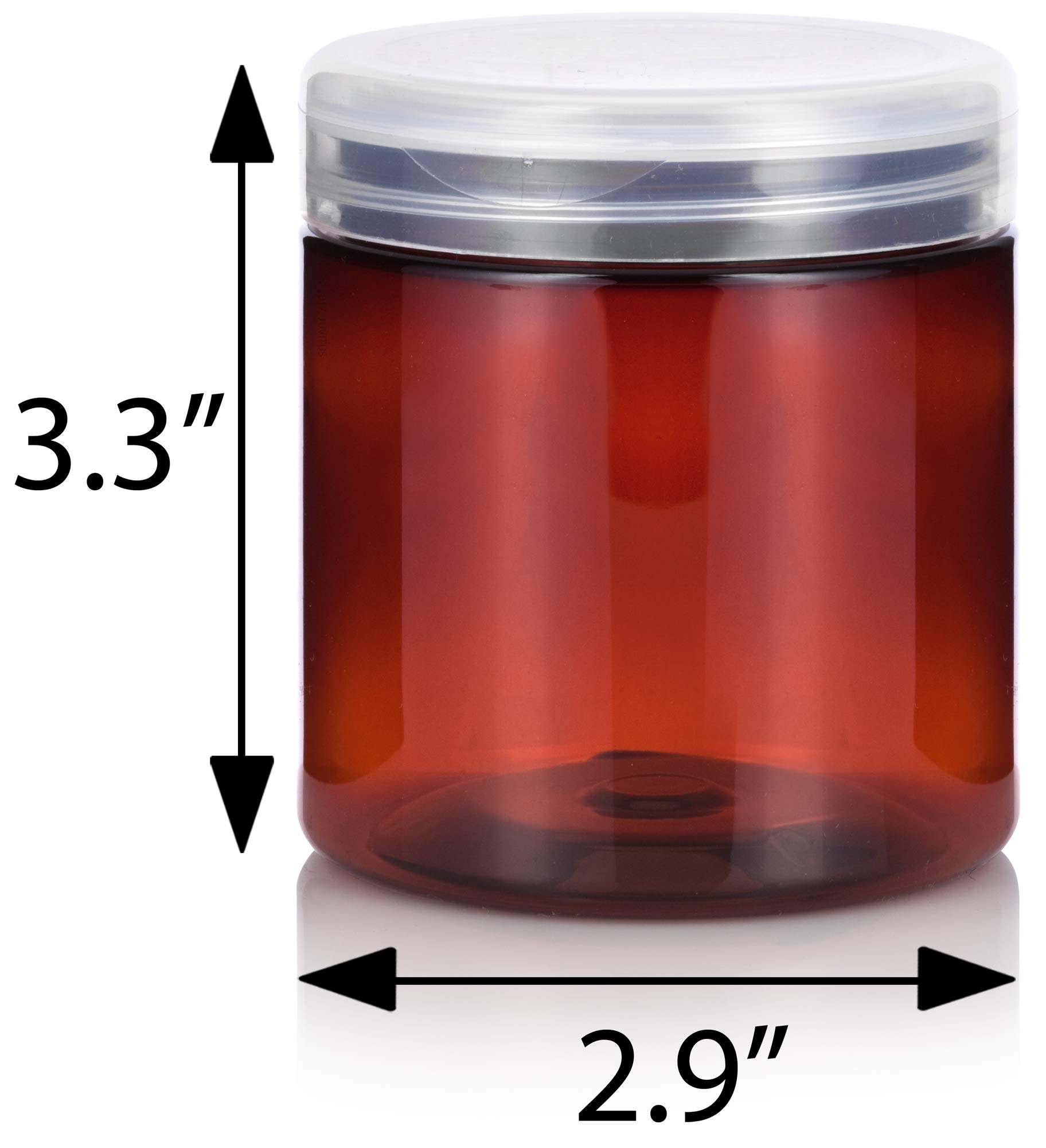 JUVITUS 8oz Amber PET Jars with Flip Top Caps (12-Pack) for Spices & Crafts
