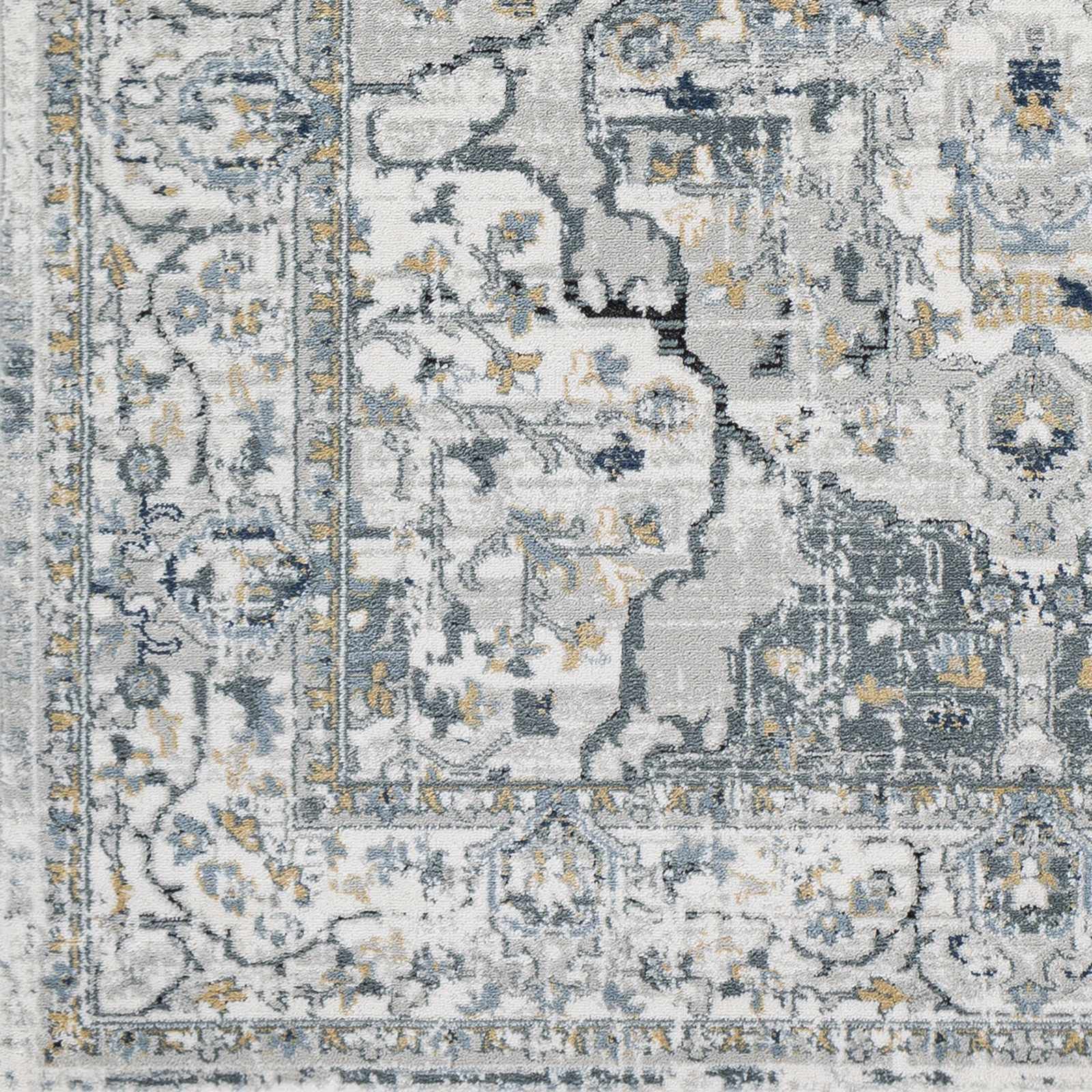 Premium Hauteloom Parcoal Traditional Area Rug - 9' x 12' - Soft Beige, Black & Blue - Perfect for Living Room & Bedroom Decor - Adds Elegance & Comfort to Your Home