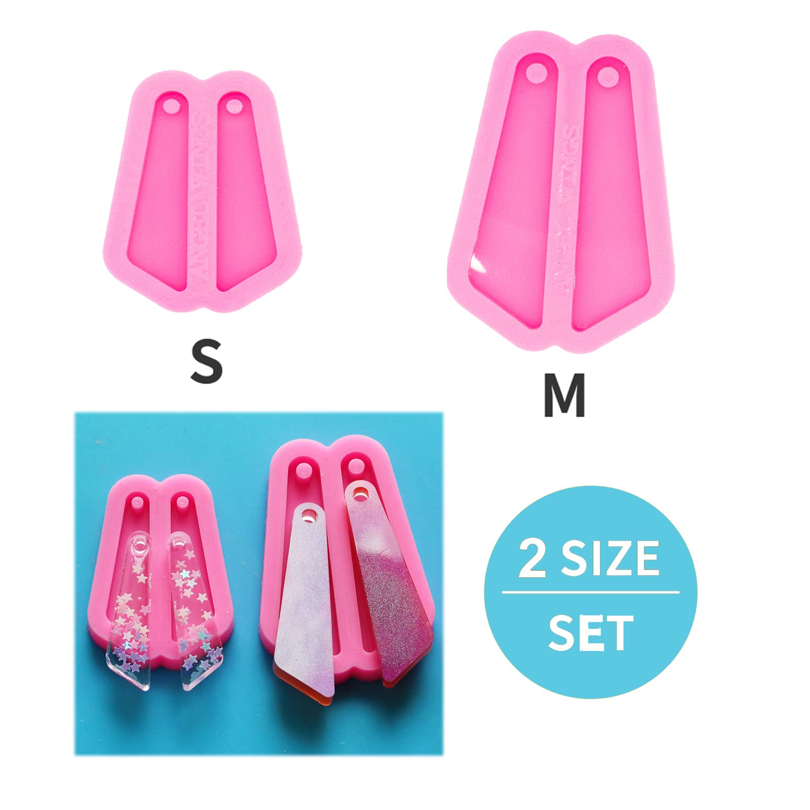 2Pcs Silicone Earring Molds for Jewelry Making - DIY Resin Earrings Craft Kit - Fashionable Shiny Glossy Epoxy Resin Casting Molds (Size S/M) - Perfect for Handmade Jewelry, Gifts & Craft Projects