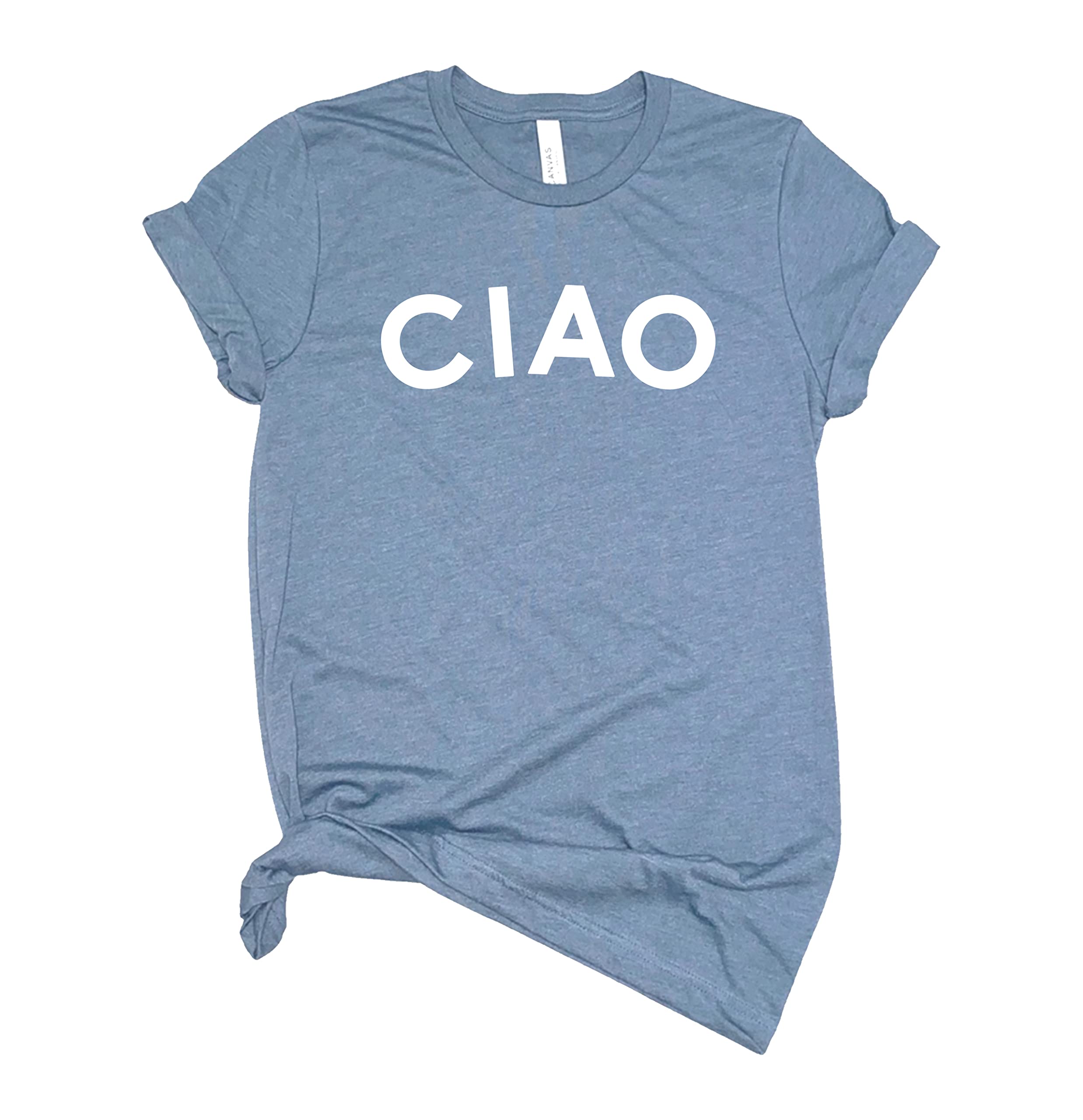 Stylish CIAO French Graphic T-Shirt for Women - Casual Short Sleeve Top with Hello/Goodbye Print - Perfect for Everyday Wear, Travel & Social Outings